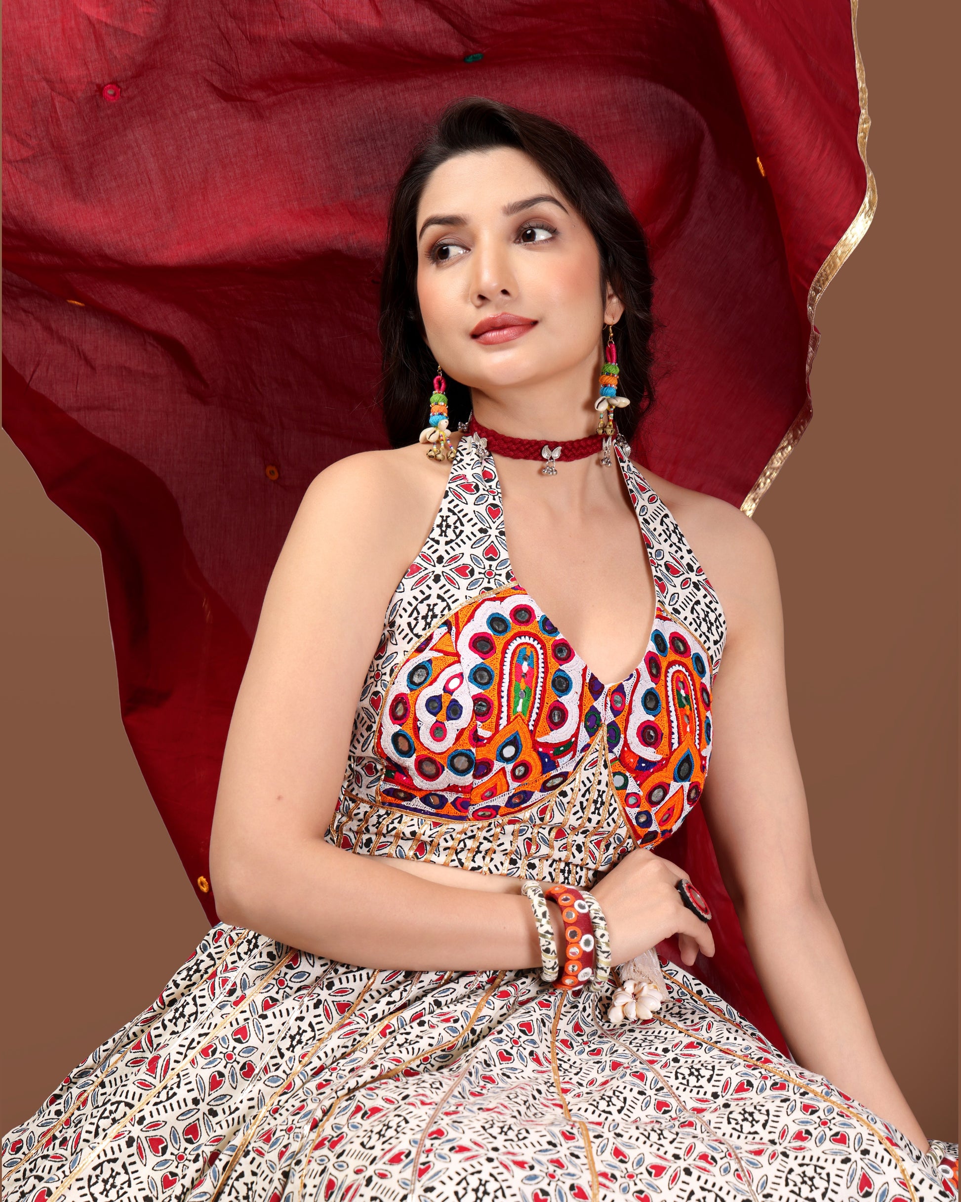 AJARAKH OFF WHITE CHANIYA CHOLI RAAS'25 HANDMADEAHOLIC BY MISHKA