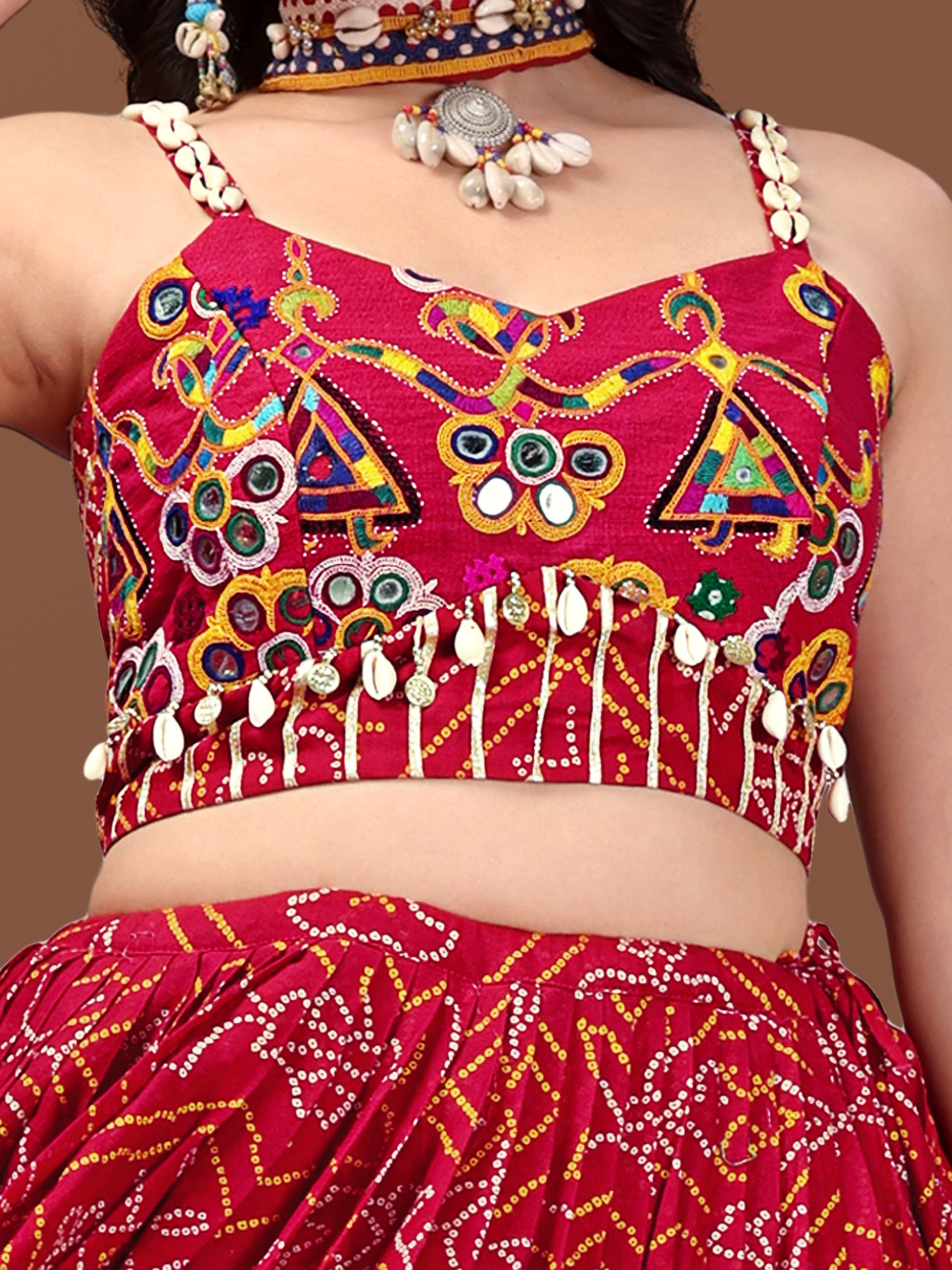 RED BANDHANI CHANIYA CHOLI RAAS'25 HANDMADEAHOLIC BY MISHKA