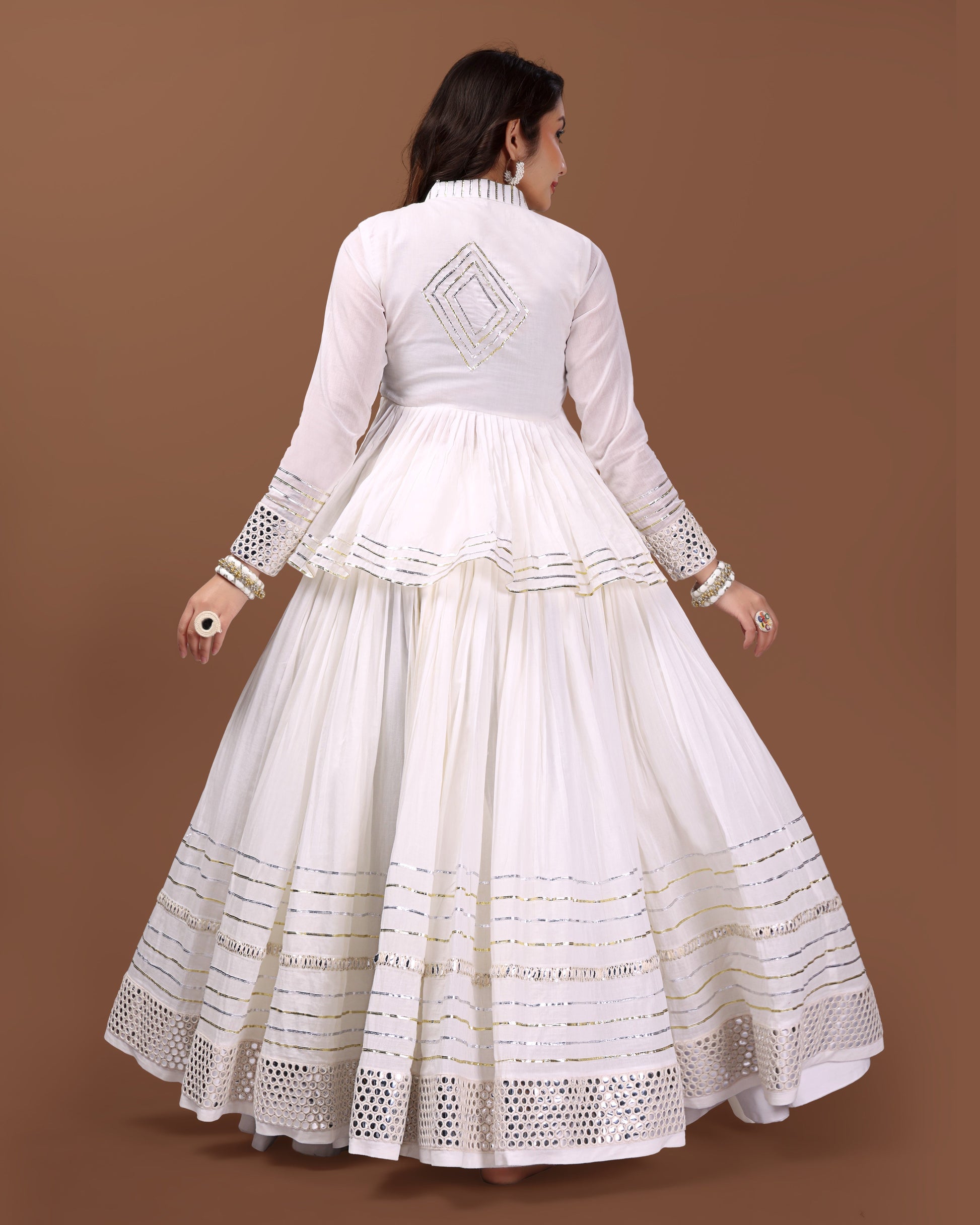 OFF WHITE SILVER KEDIYA GOTTA CHANIYA CHOLI RAAS'25 HANDMADEAHOLIC BY MISHKA