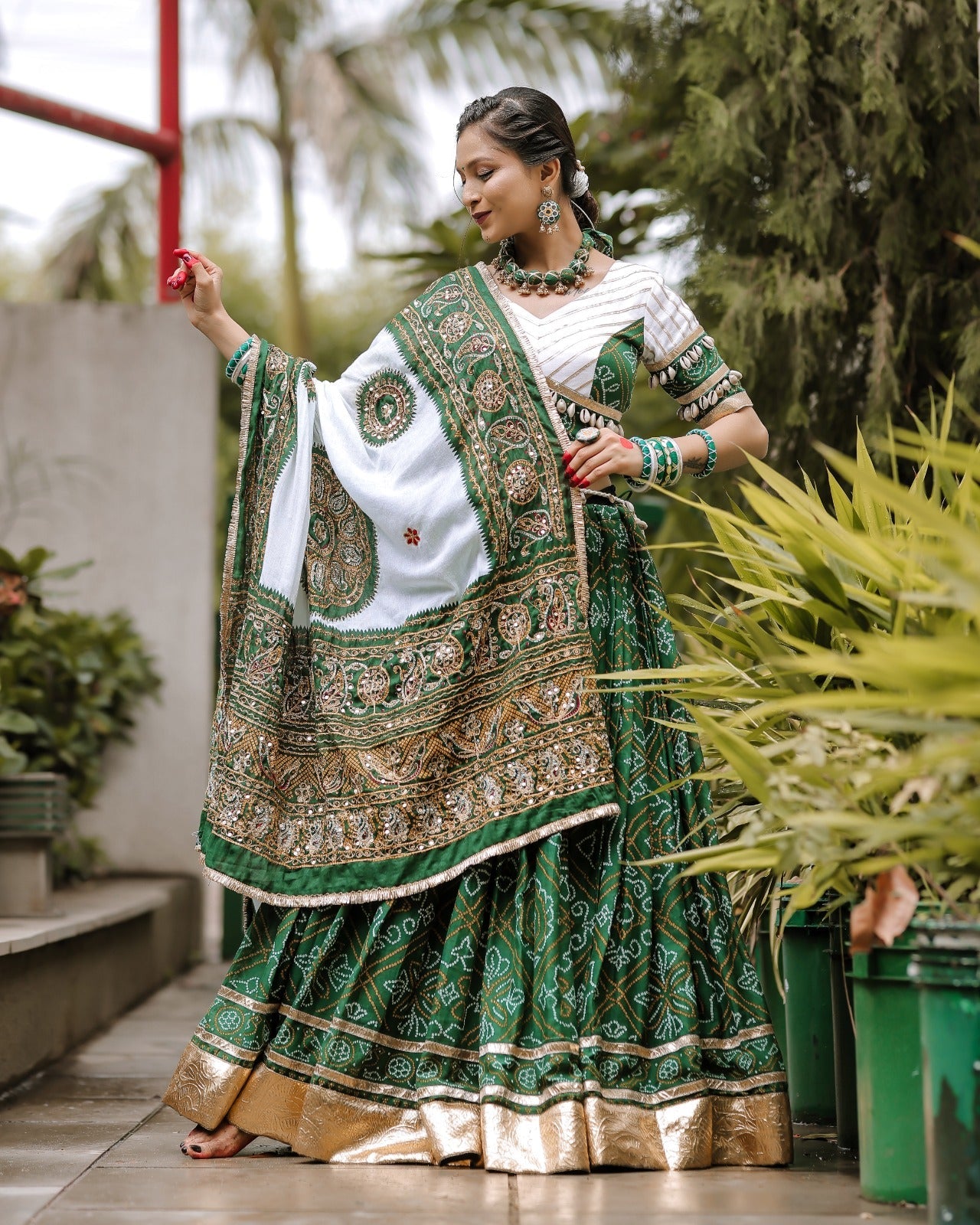 GREEN BANDHANI CHANIYA CHOLI HANDMADEAHOLIC BY MISHKA