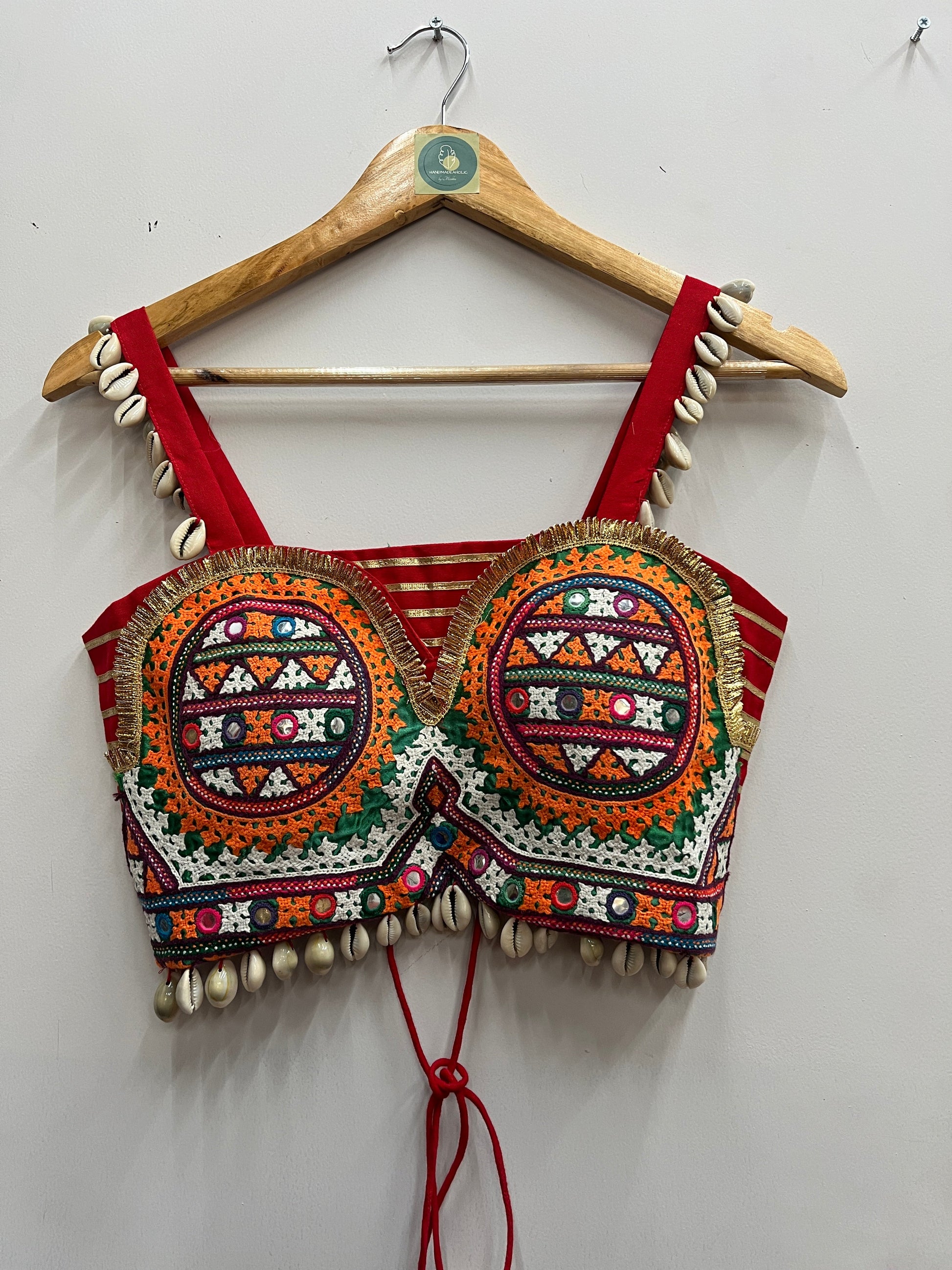 RED CIRCLE SPAGHETTI KUTCHI BLOUSE HANDMADEAHOLIC BY MISHKA