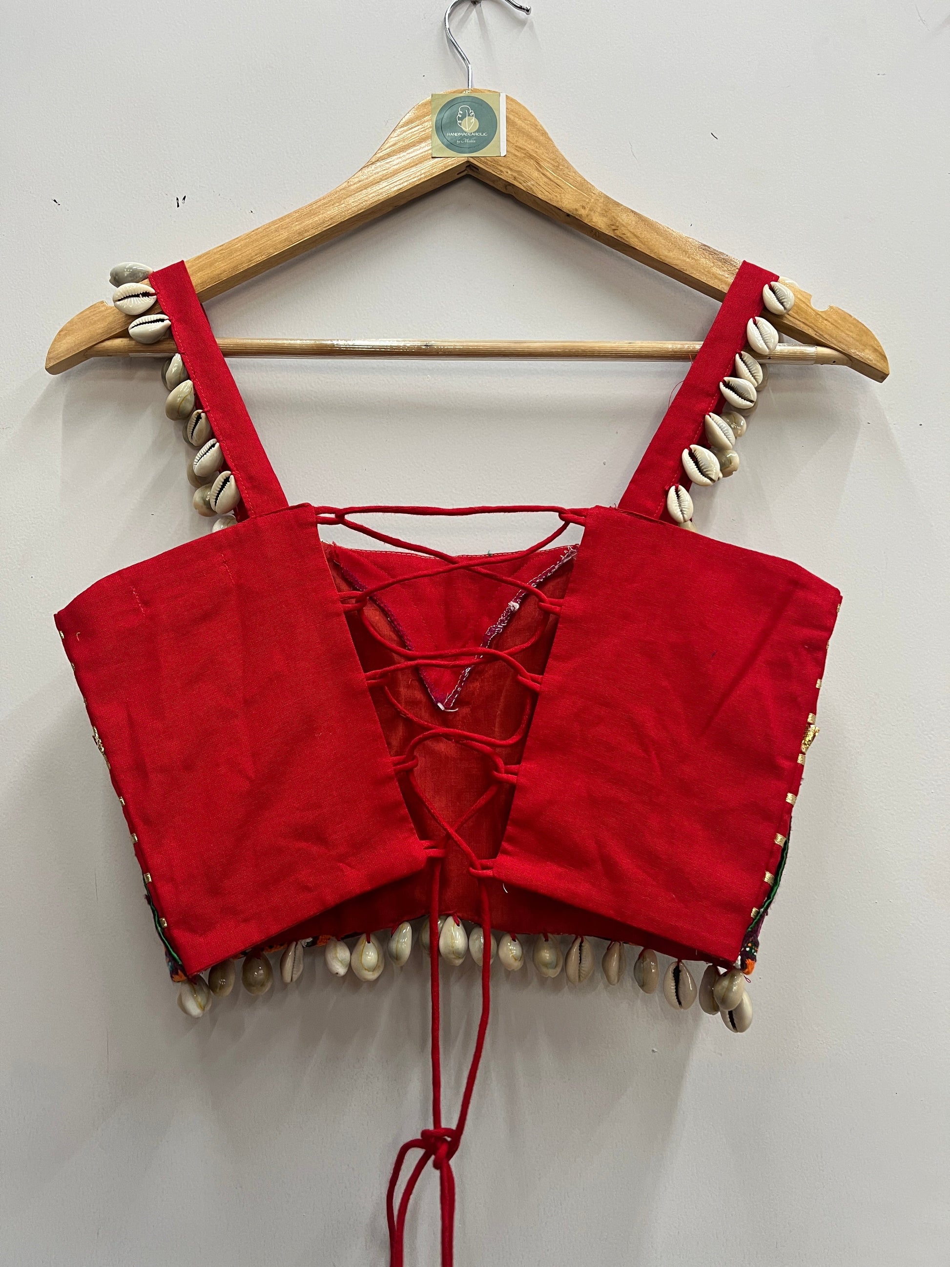 RED CIRCLE SPAGHETTI KUTCHI BLOUSE HANDMADEAHOLIC BY MISHKA