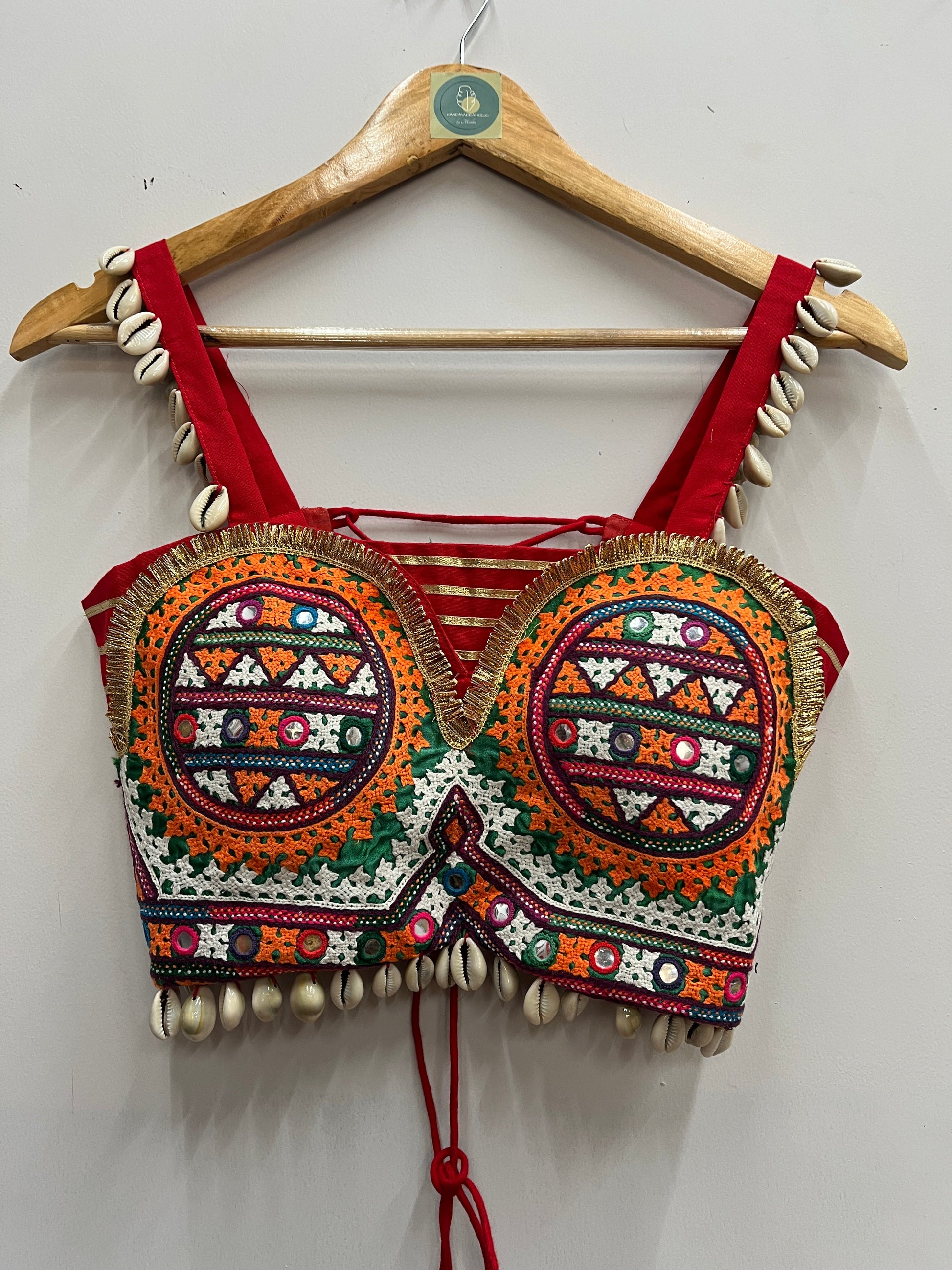 RED CIRCLE SPAGHETTI KUTCHI BLOUSE HANDMADEAHOLIC BY MISHKA