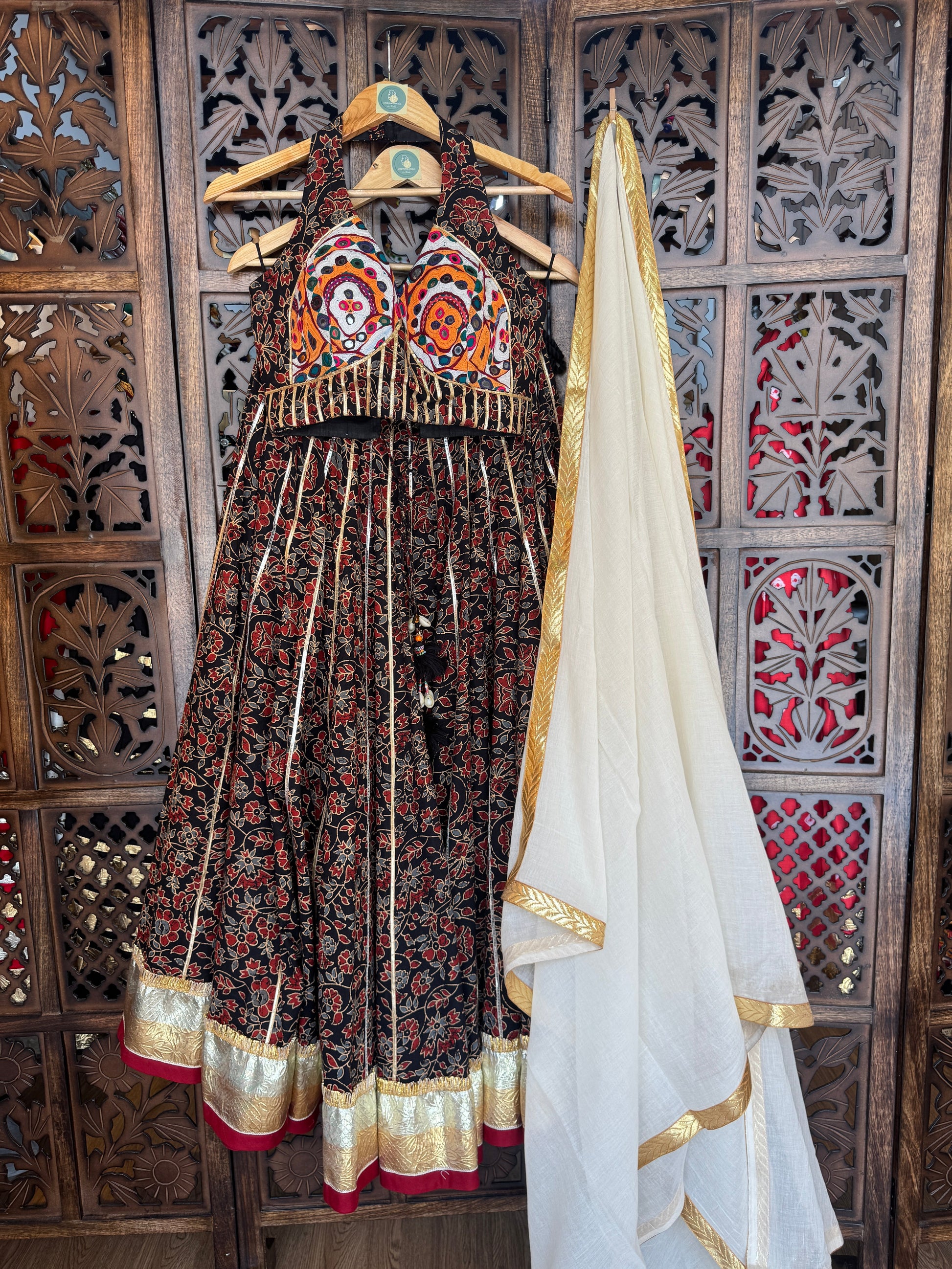AJARAKH BLACK CHANIYA CHOLI RAAS'25 HANDMADEAHOLIC BY MISHKA
