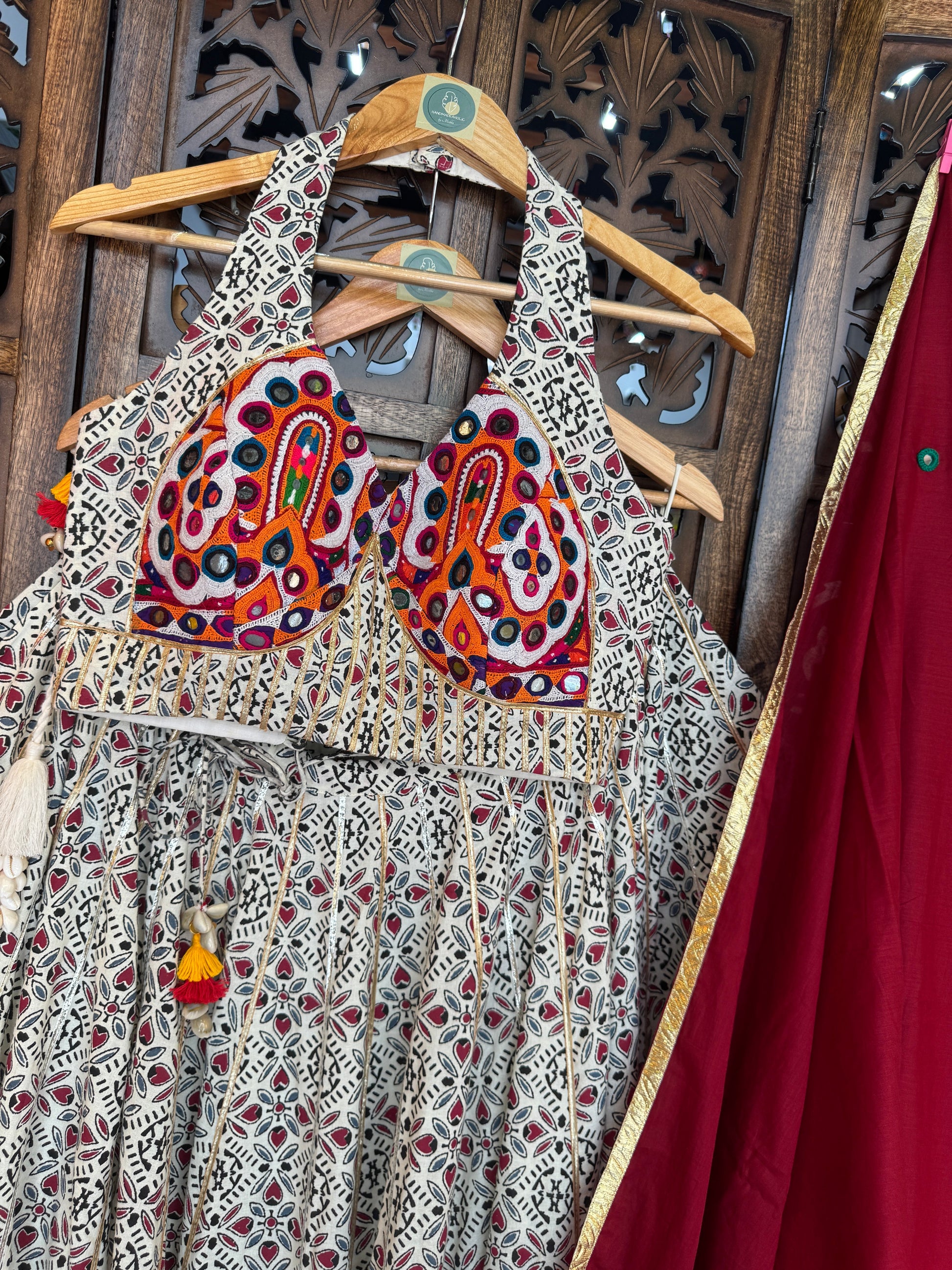 AJARAKH OFF WHITE CHANIYA CHOLI RAAS'25 HANDMADEAHOLIC BY MISHKA