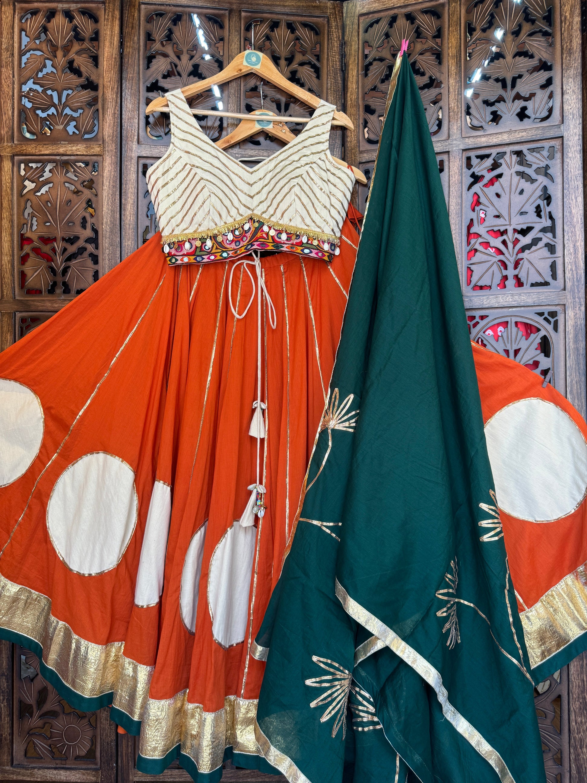 RUST ORANGE CHANIYA CHOLI RAAS'25 HANDMADEAHOLIC BY MISHKA