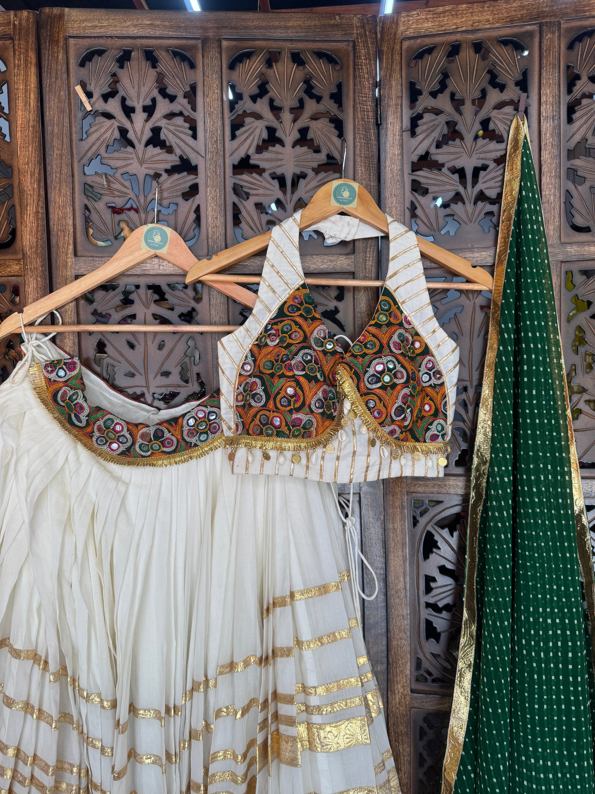 MULTI LAMPI OFF WHITE CHANIYA CHOLI RAAS'25 HANDMADEAHOLIC BY MISHKA