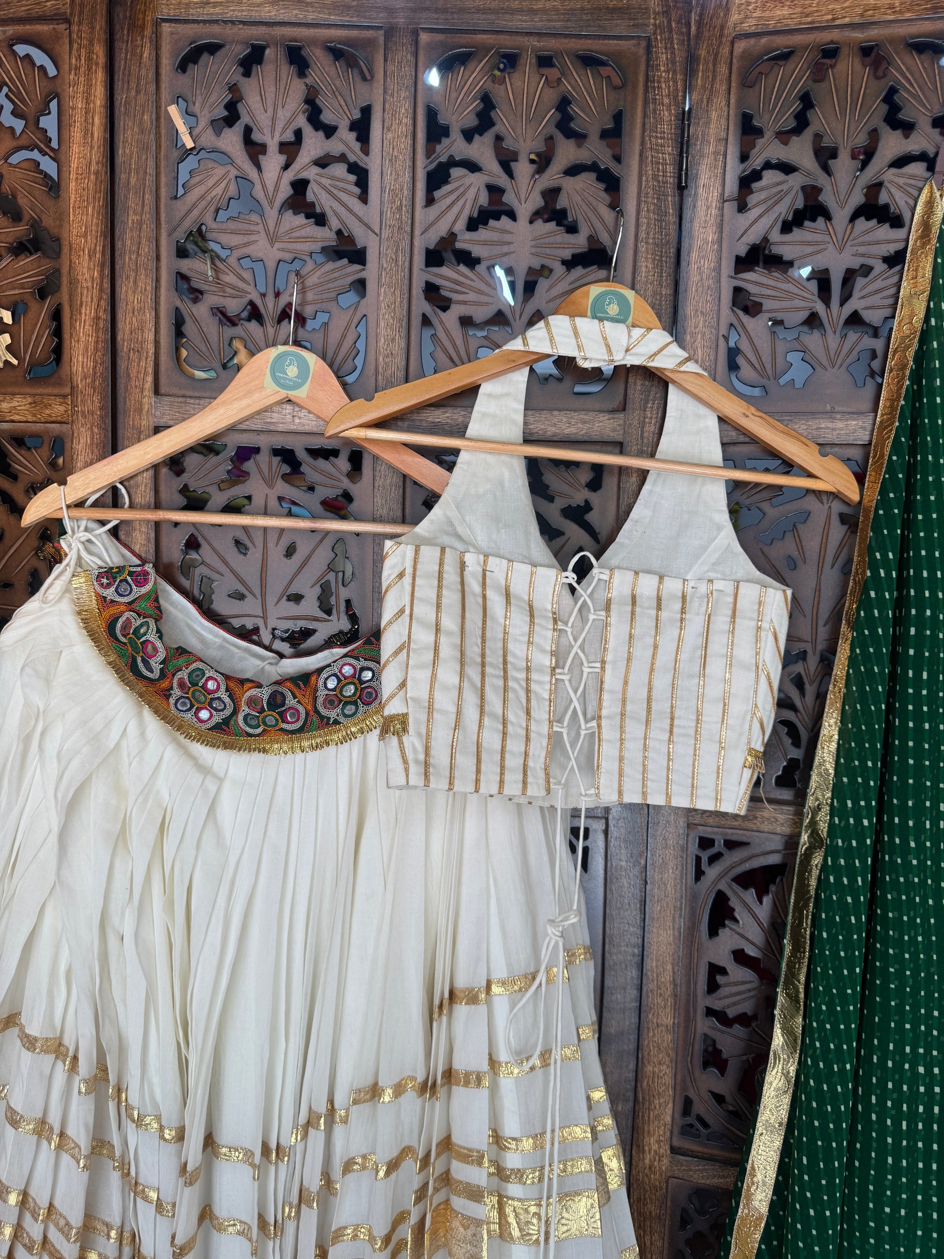 MULTI LAMPI OFF WHITE CHANIYA CHOLI RAAS'25 HANDMADEAHOLIC BY MISHKA