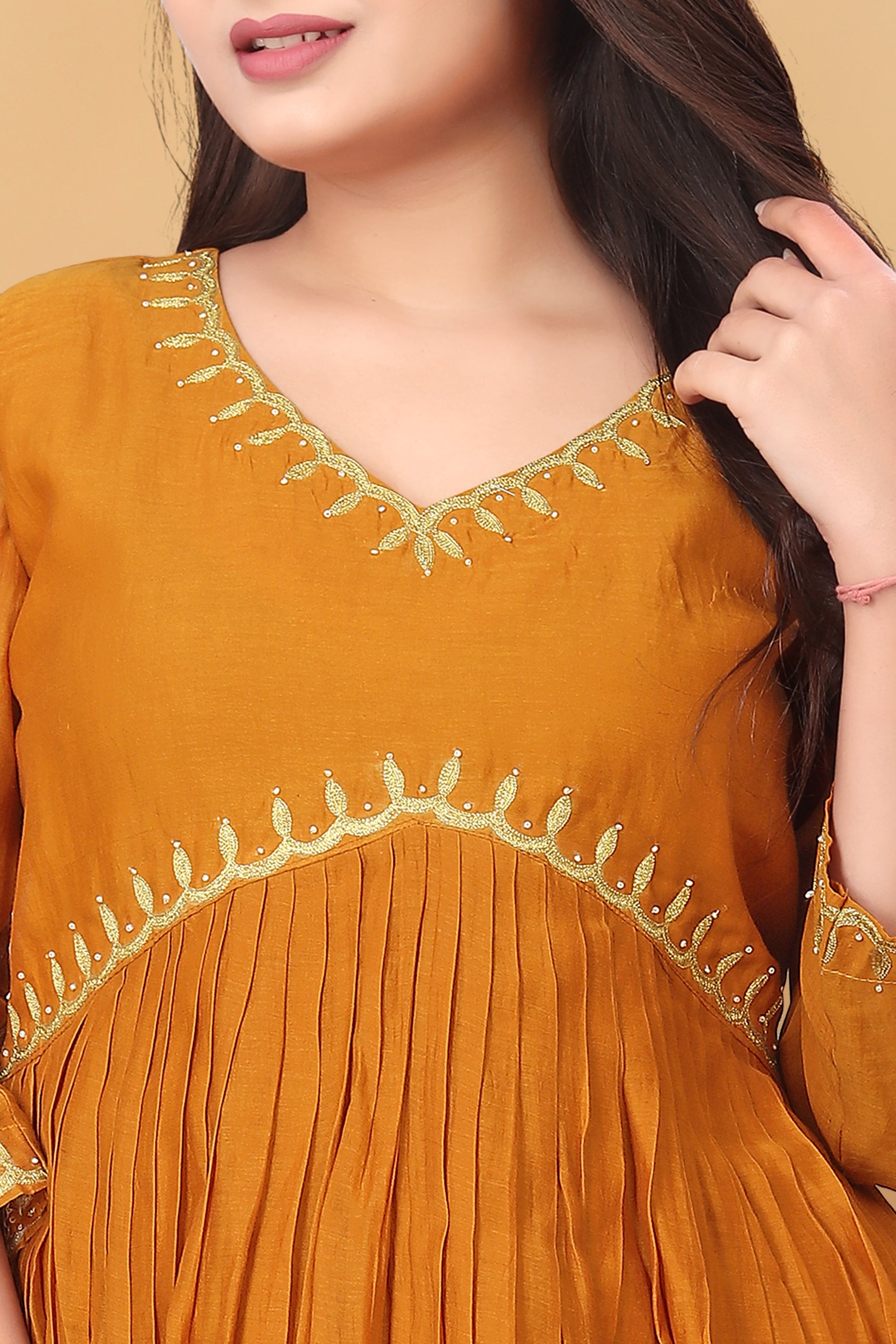 MUSTRAD MUL CHANDERI  KURTA SET ( SET OF 2 ) HANDMADEAHOLIC BY MISHKA