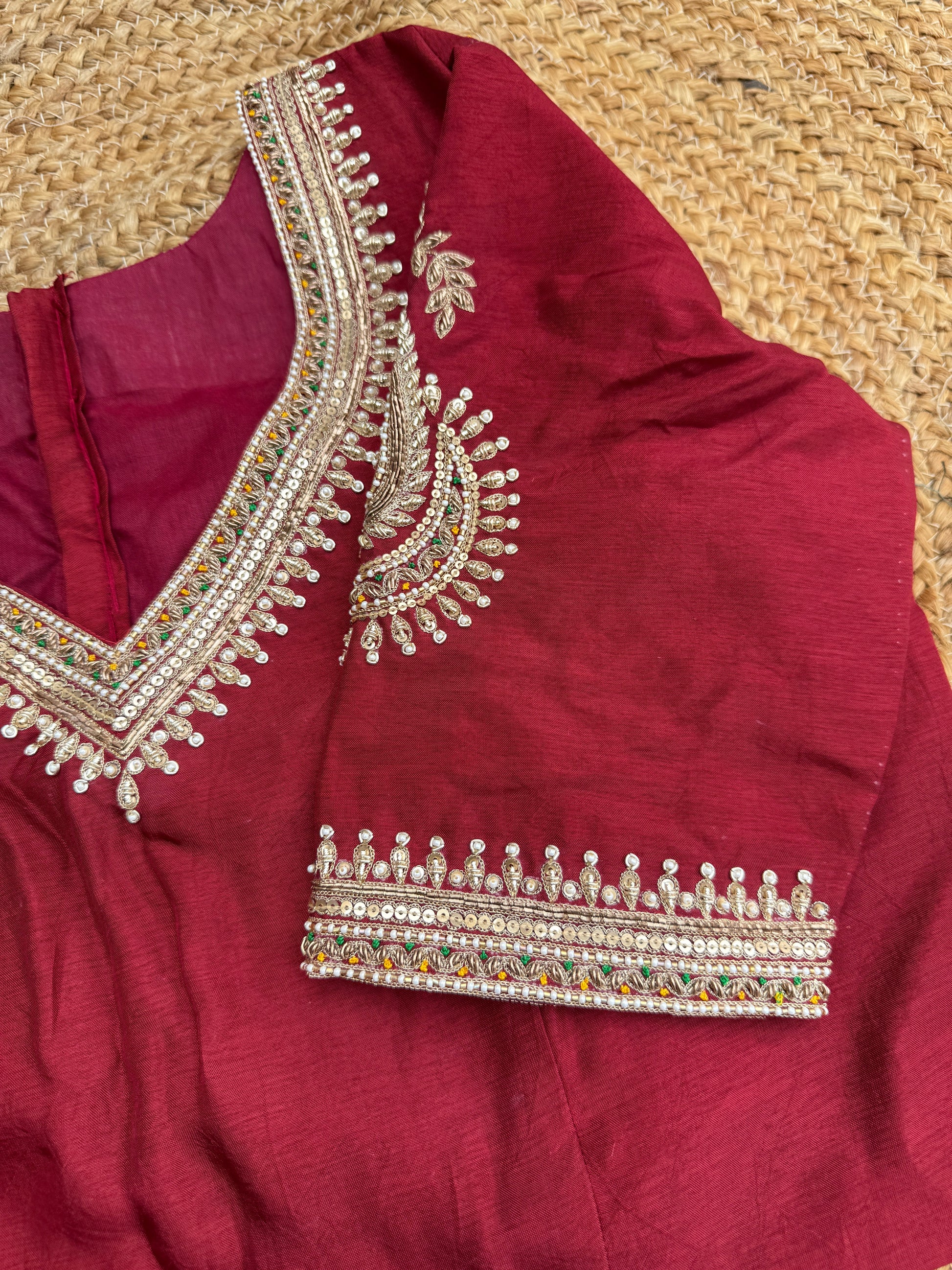 MAROON SILK HANDWORK BLOUSE HANDMADEAHOLIC BY MISHKA