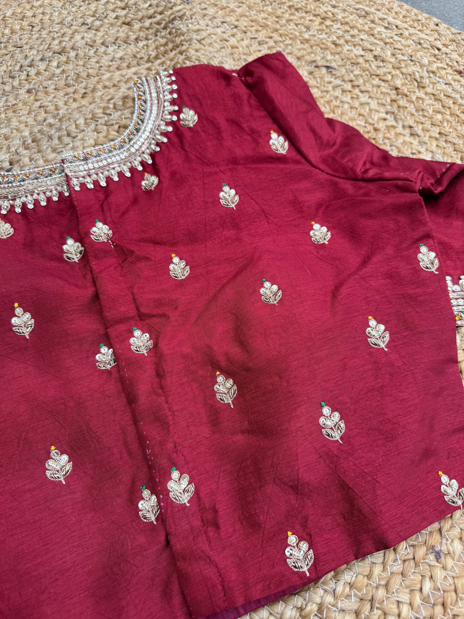 MAROON SILK HANDWORK BLOUSE HANDMADEAHOLIC BY MISHKA