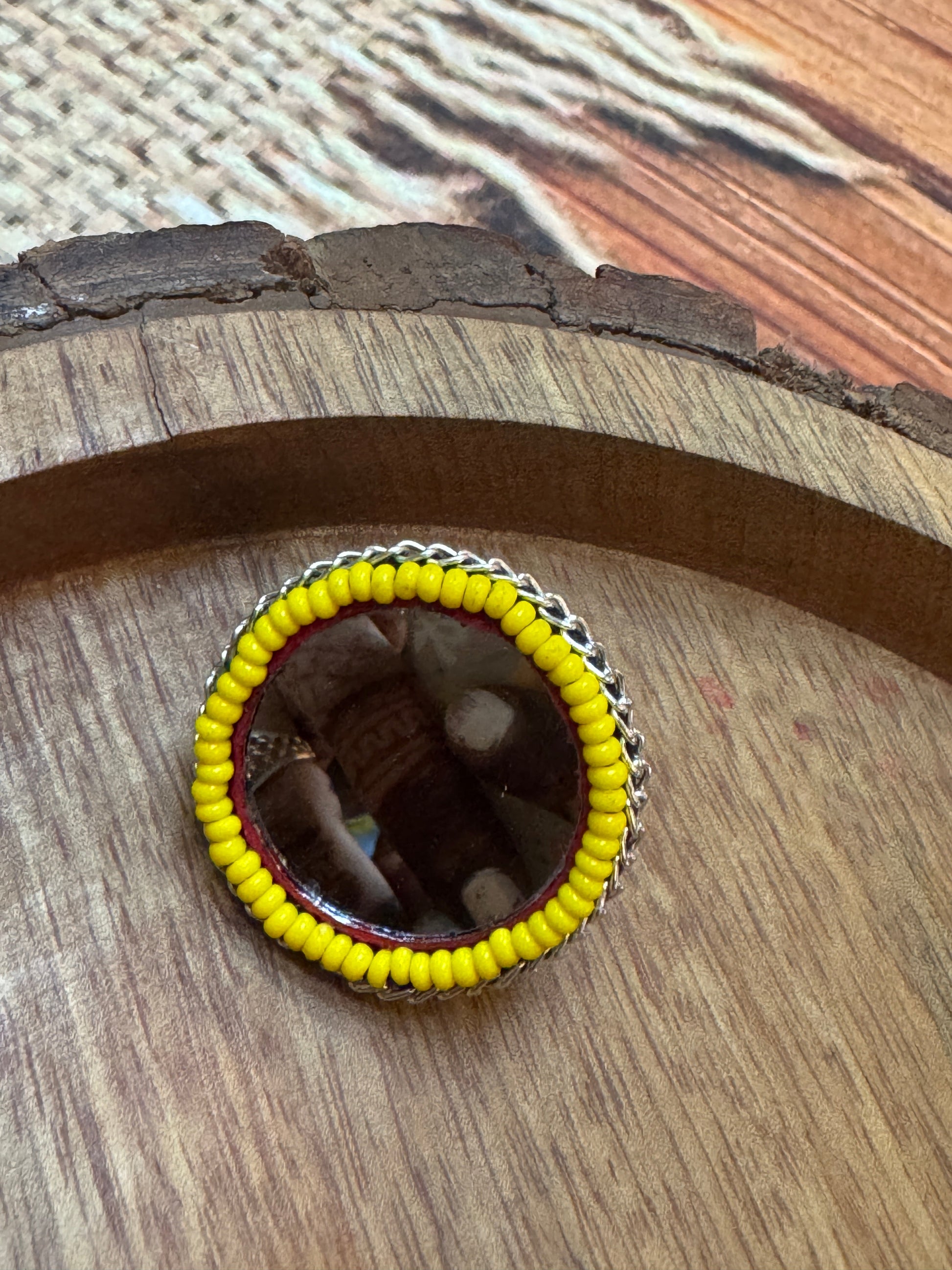 YELLOW BEADS RING HANDMADEAHOLIC BY MISHKA