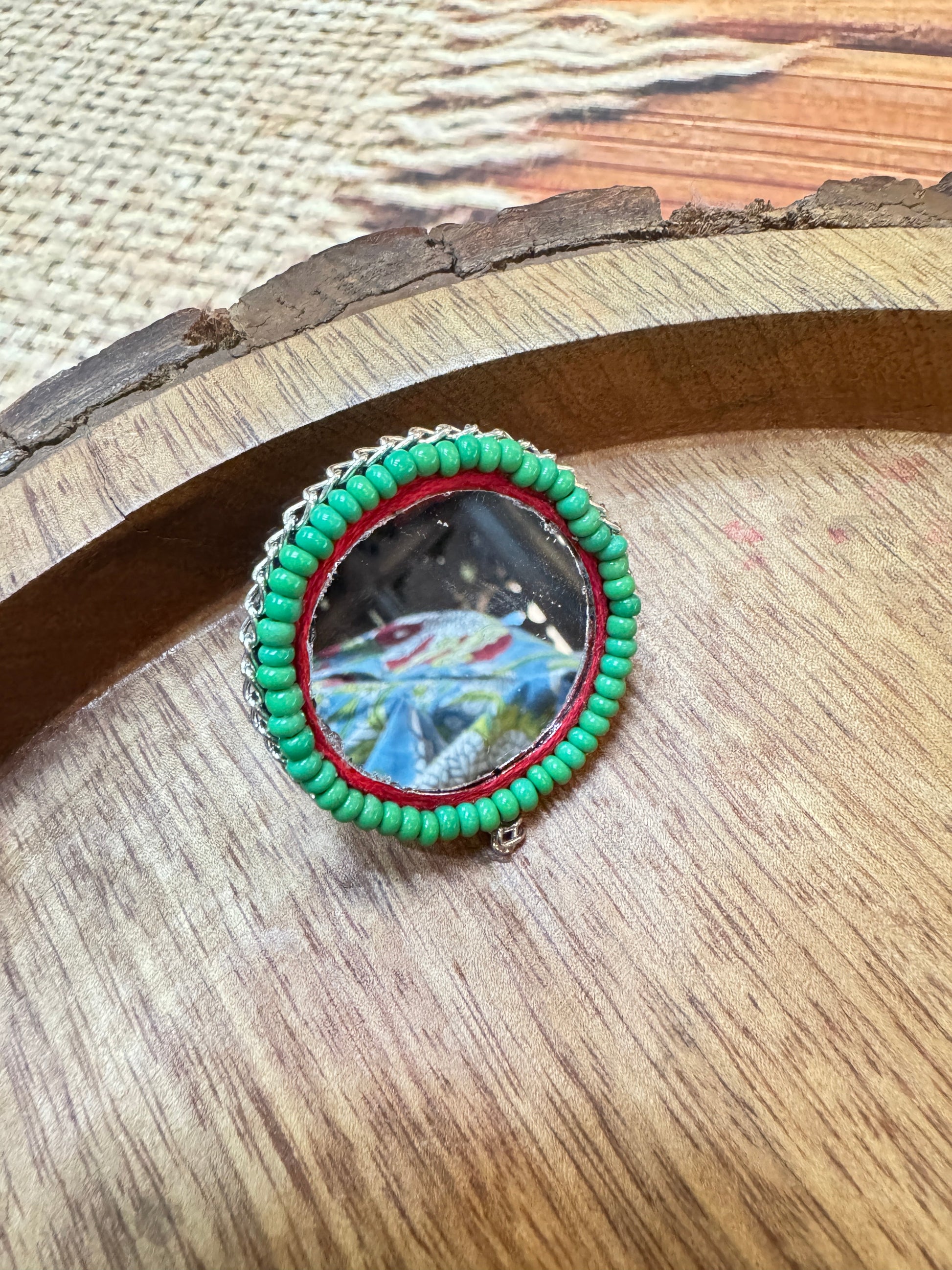 GREEN BEADS RING HANDMADEAHOLIC BY MISHKA