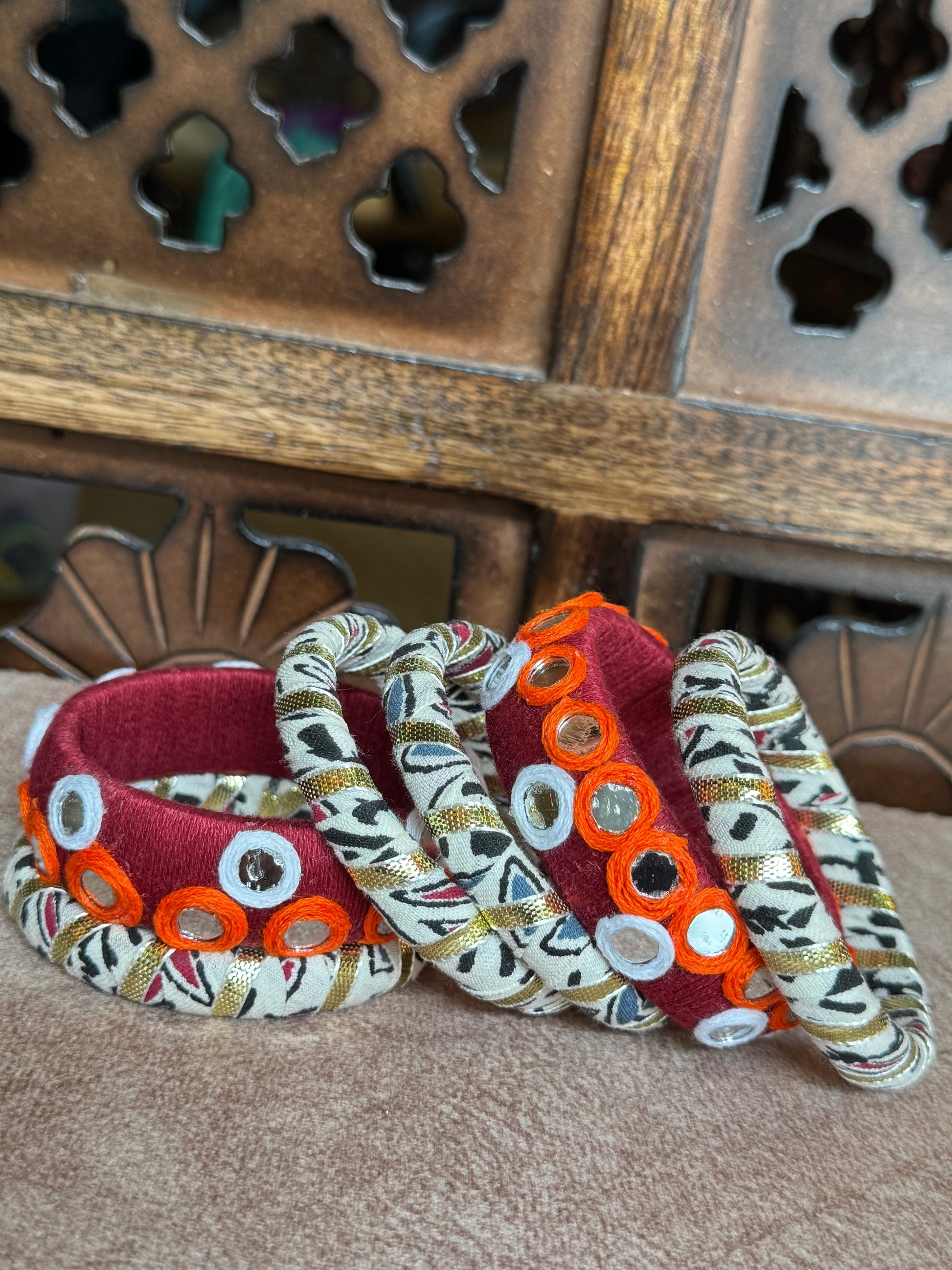 AJARAKH WHITE BANGLE HANDMADEAHOLIC BY MISHKA