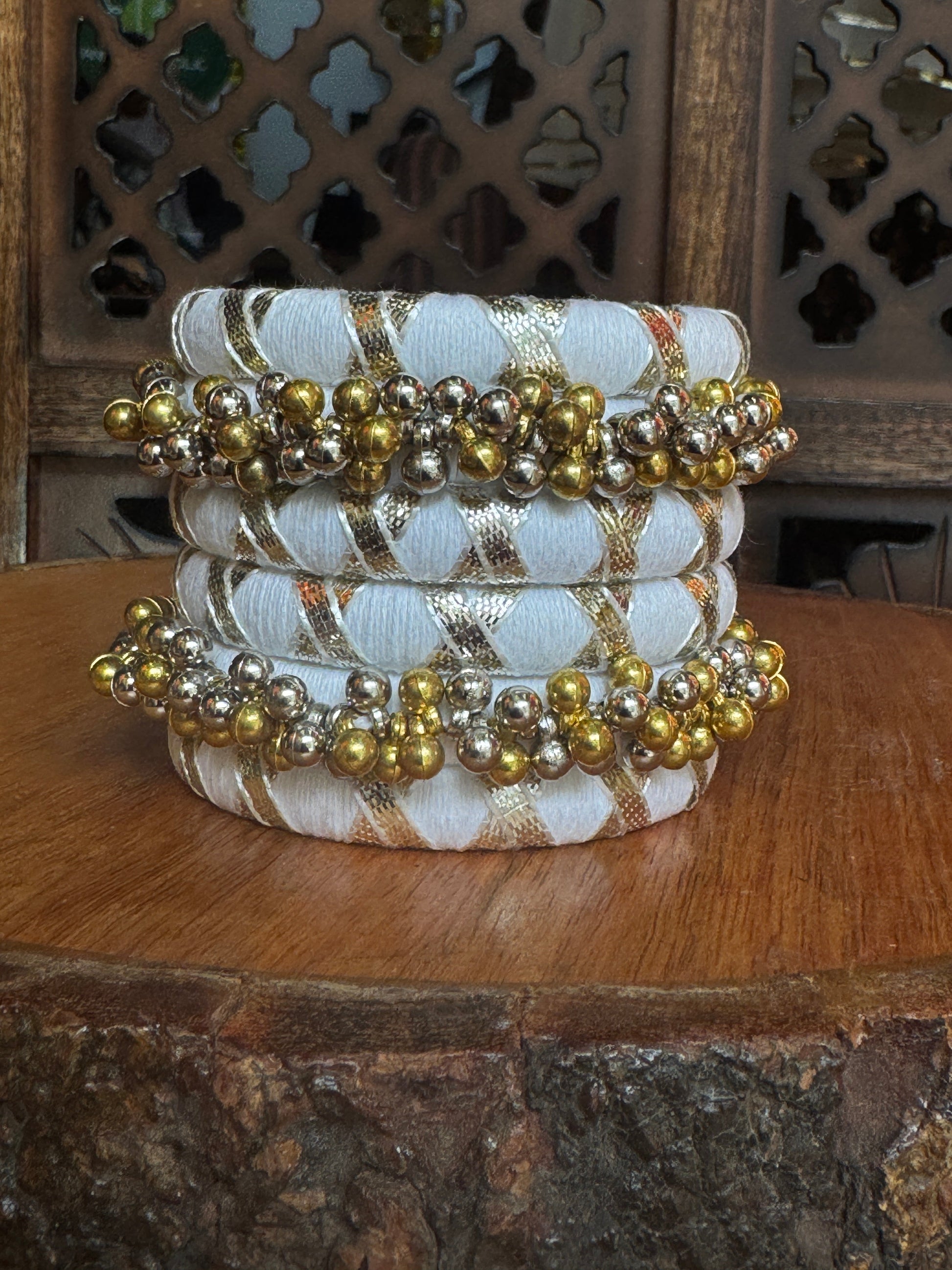 WHITE GHUNGHROO BANGLE HANDMADEAHOLIC BY MISHKA