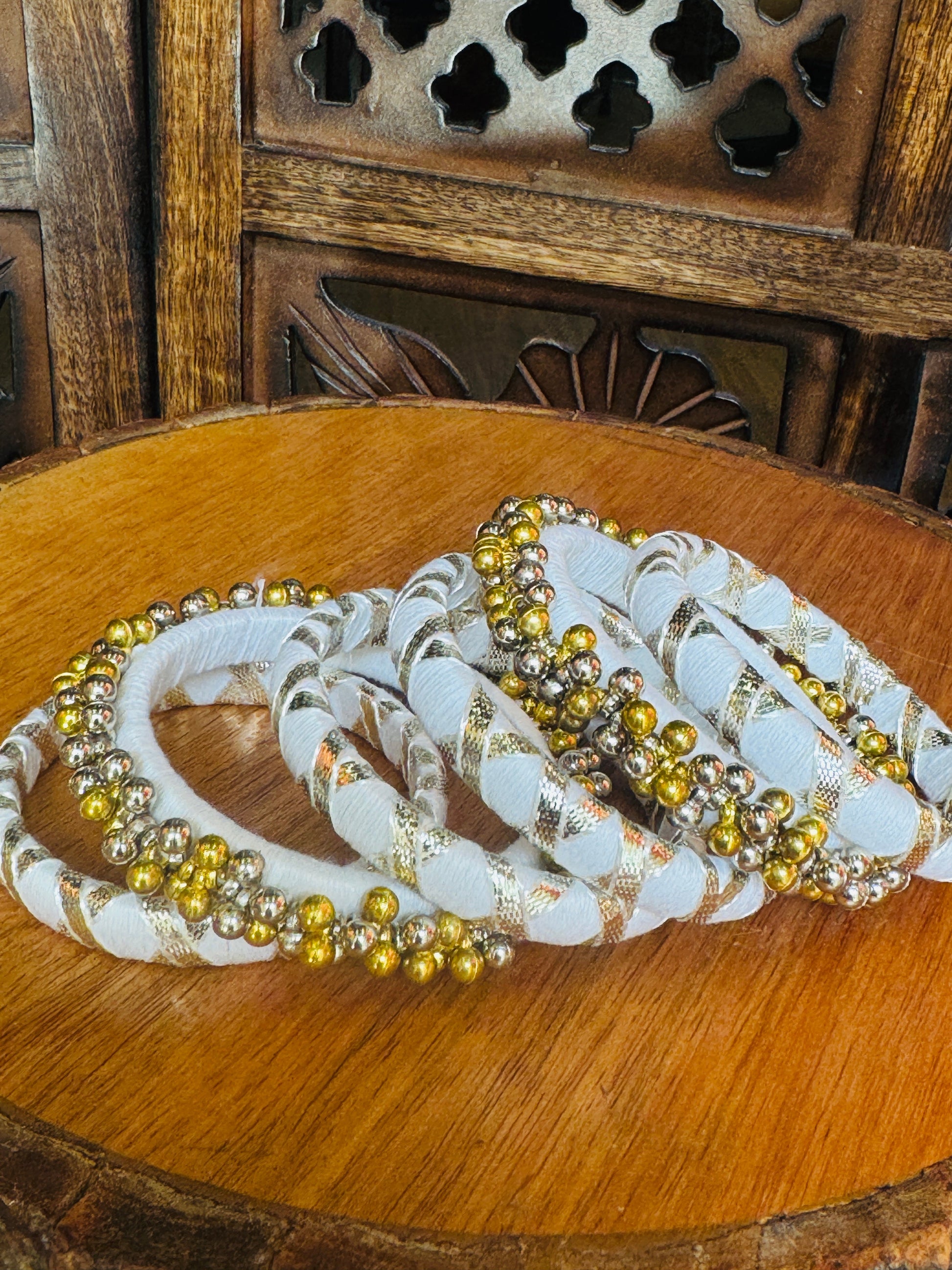 WHITE GHUNGHROO BANGLE HANDMADEAHOLIC BY MISHKA