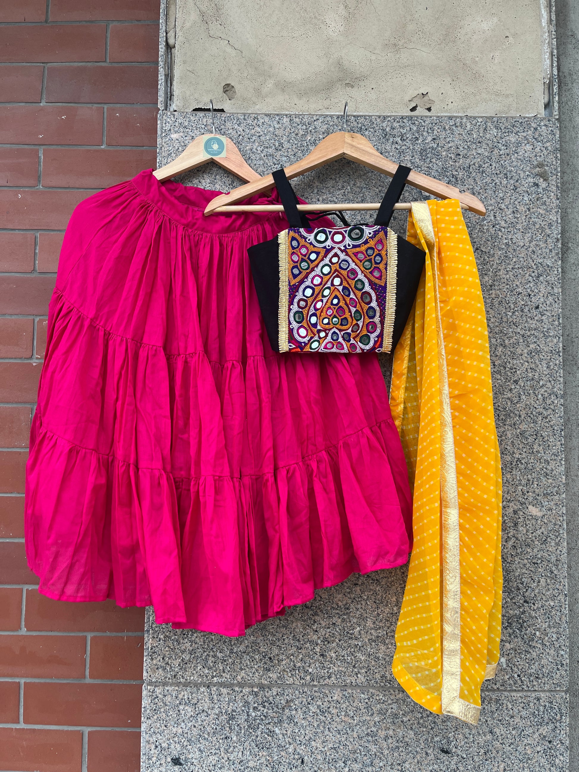 PINK AND BLACK BANJARA KIDS CHOLI - handmadeaholicmishka