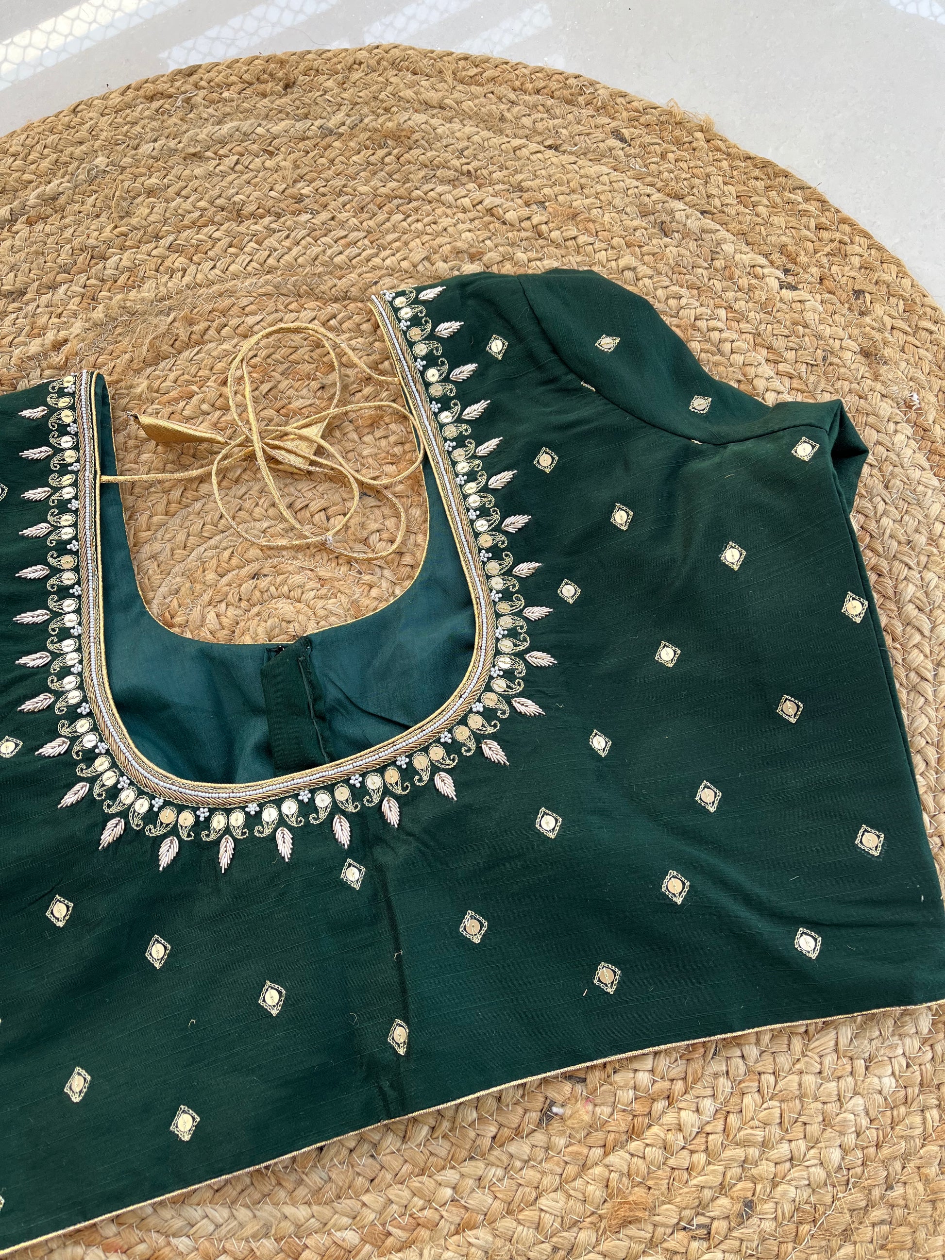 DARK GREEN HANDWORK BLOUSE HANDMADEAHOLIC BY MISHKA