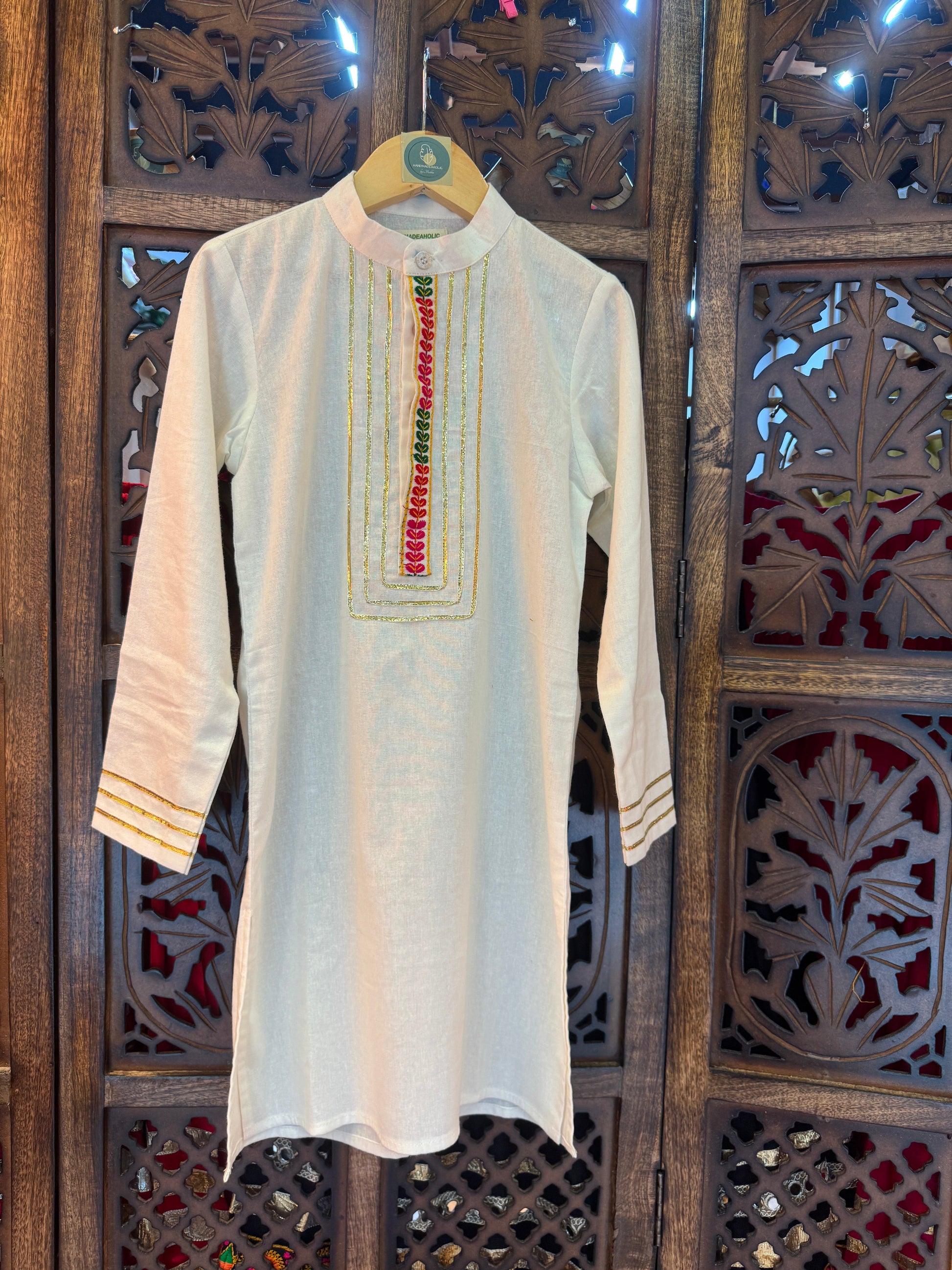OFF WHITE EMBROIDERY BOYS KURTA RAAS'25 HANDMADEAHOLIC BY MISHKA