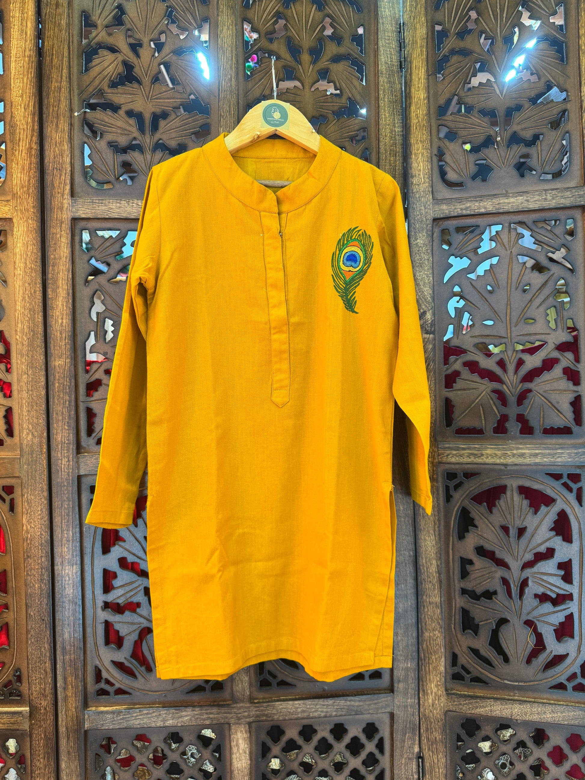 MUSTARD MORPANKH BOYS KURTA HANDMADEAHOLIC BY MISHKA