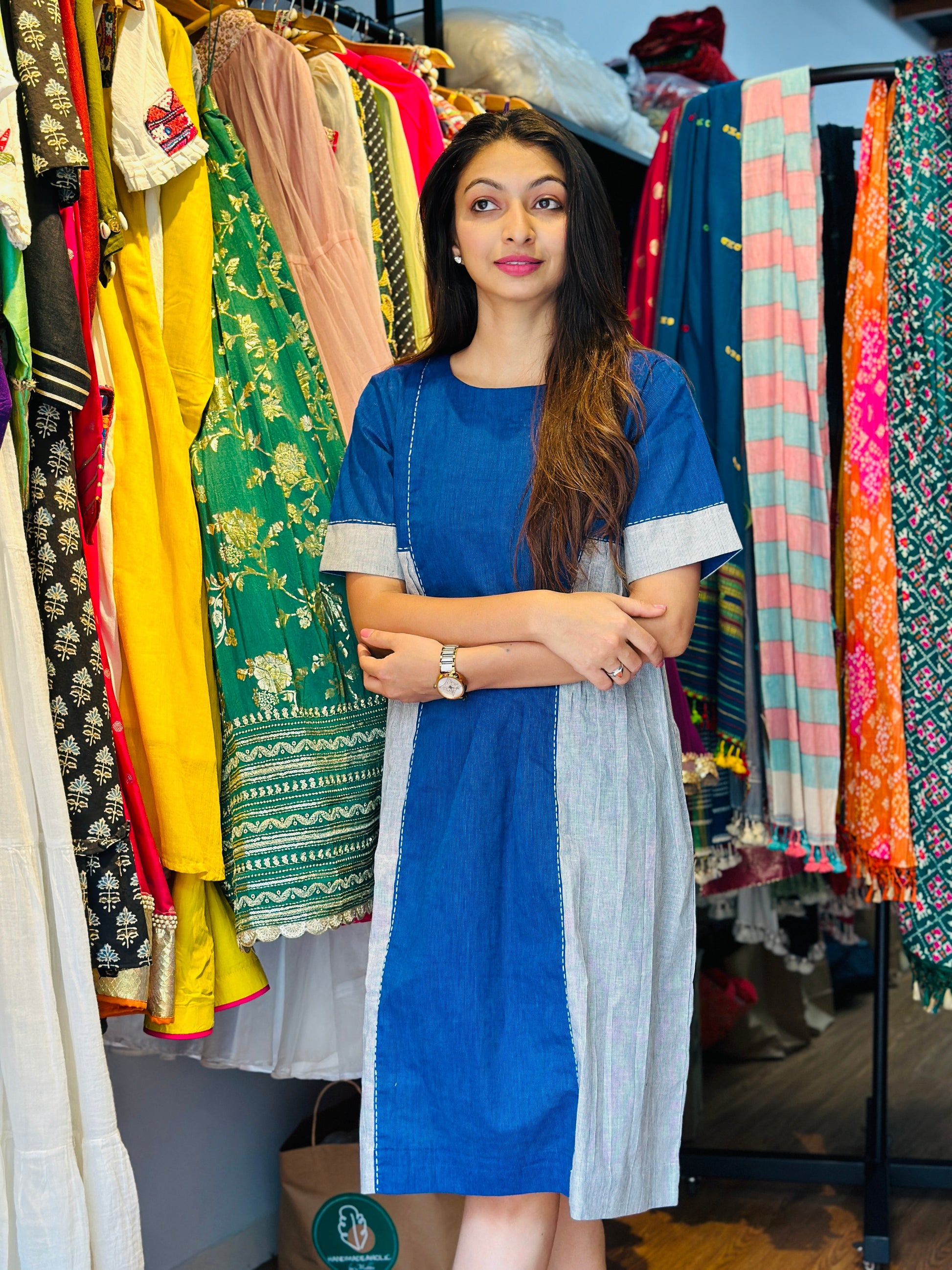 BLUE & WHITE COTTON KURTIES HANDMADEAHOLIC BY MISHKA