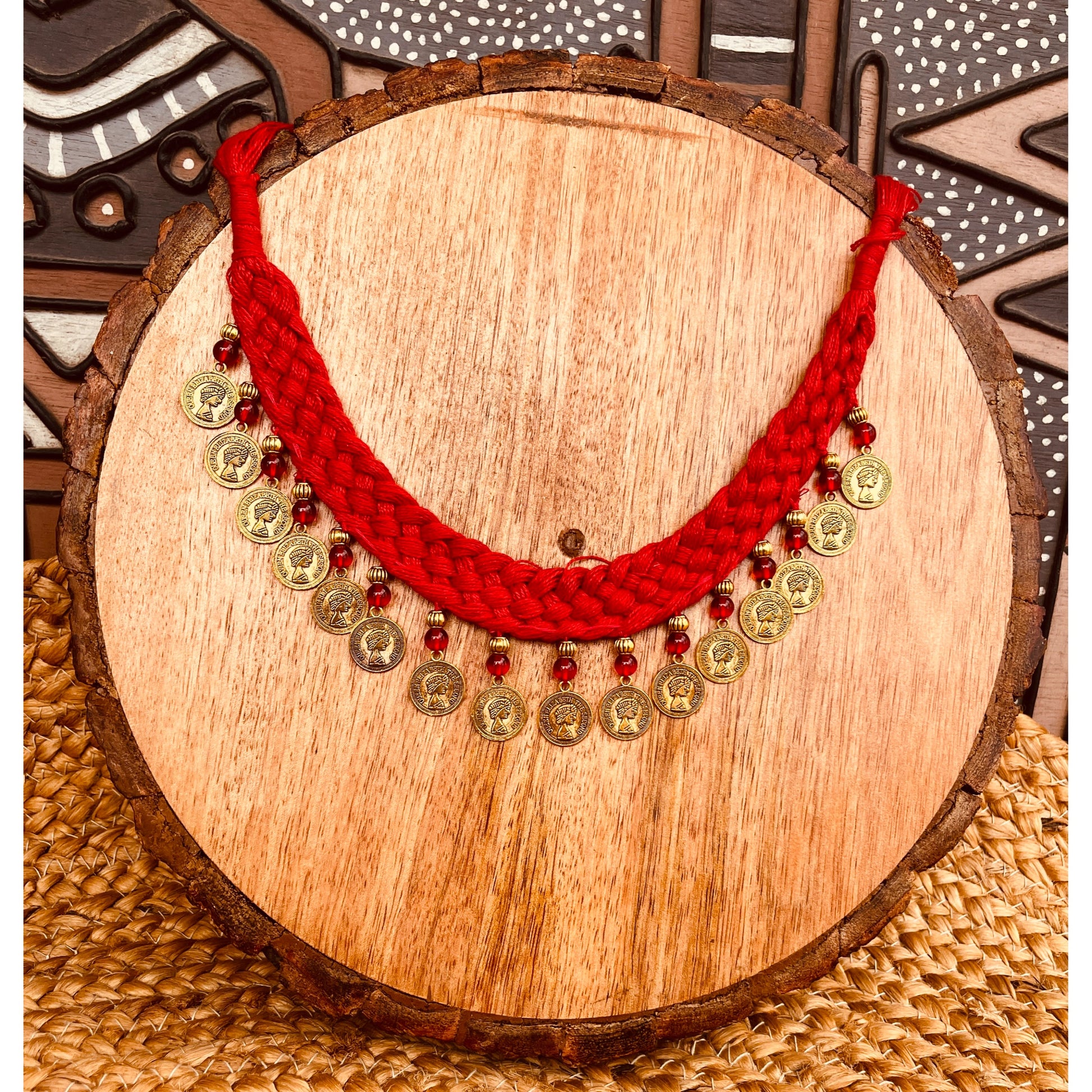 RED COIN NECKPIECE HANDMADEAHOLIC BY MISHKA