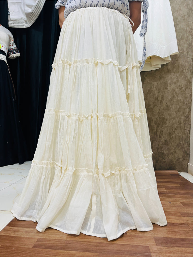 MULMUL OFF WHITE GATHERING SKIRT HANDMADEAHOLIC BY MISHKA