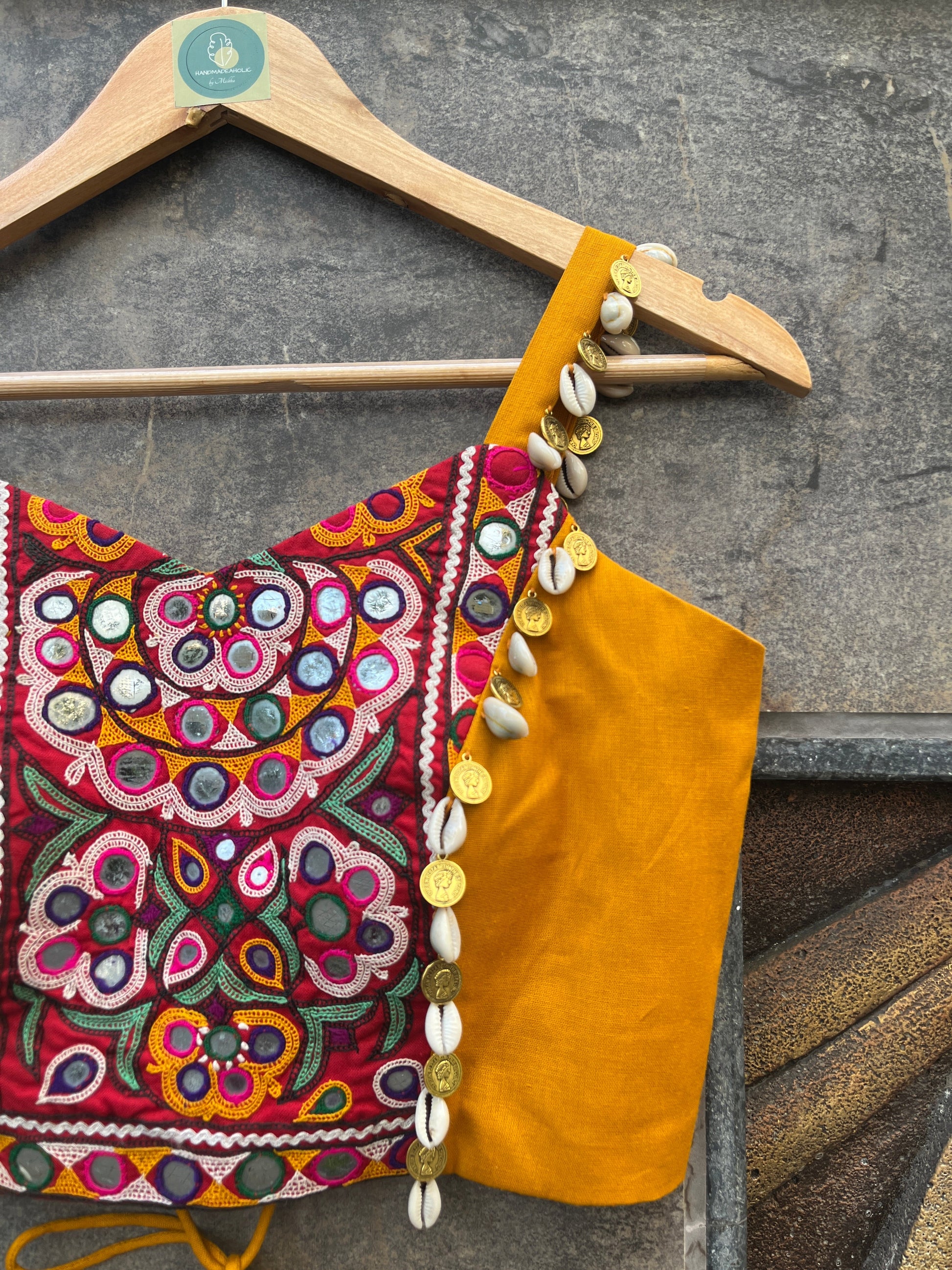 MUSTARD SPAGHETTI KUTCHI BLOUSE HANDMADEAHOLIC BY MISHKA