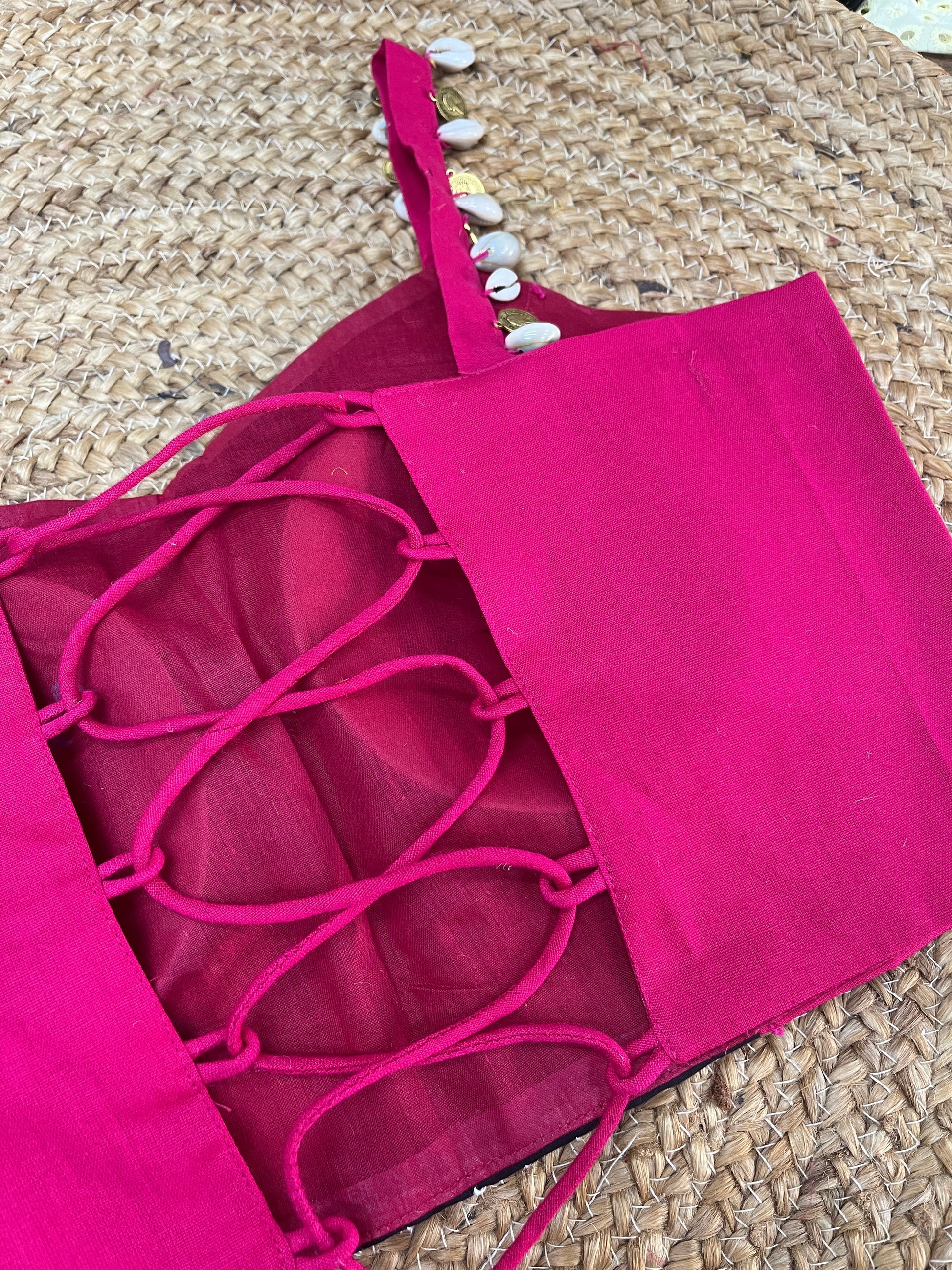 PINK SPAGHETTI KUTCHI BLOUSE HANDMADEAHOLIC BY MISHKA