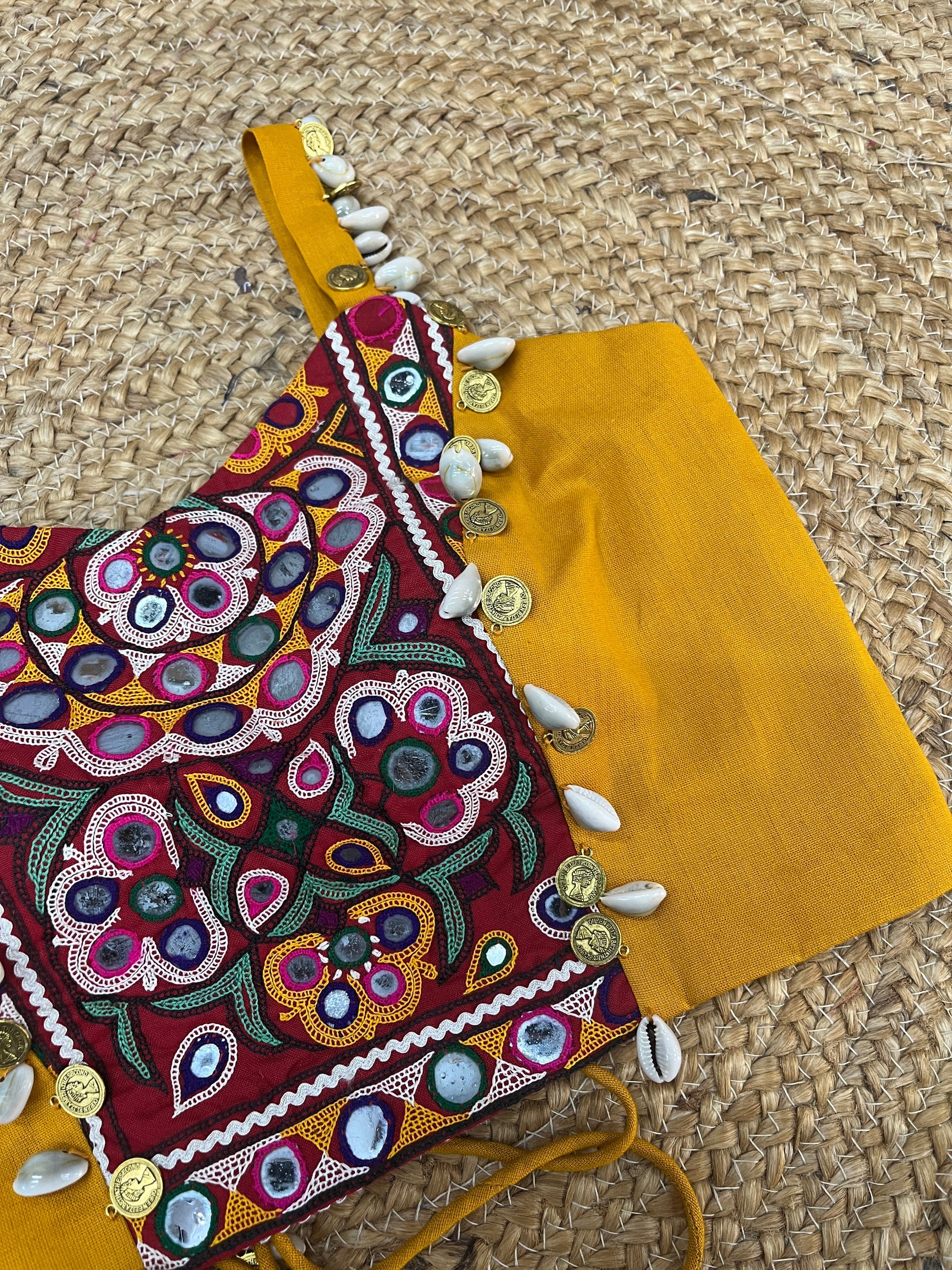 MUSTARD SPAGHETTI KUTCHI BLOUSE HANDMADEAHOLIC BY MISHKA