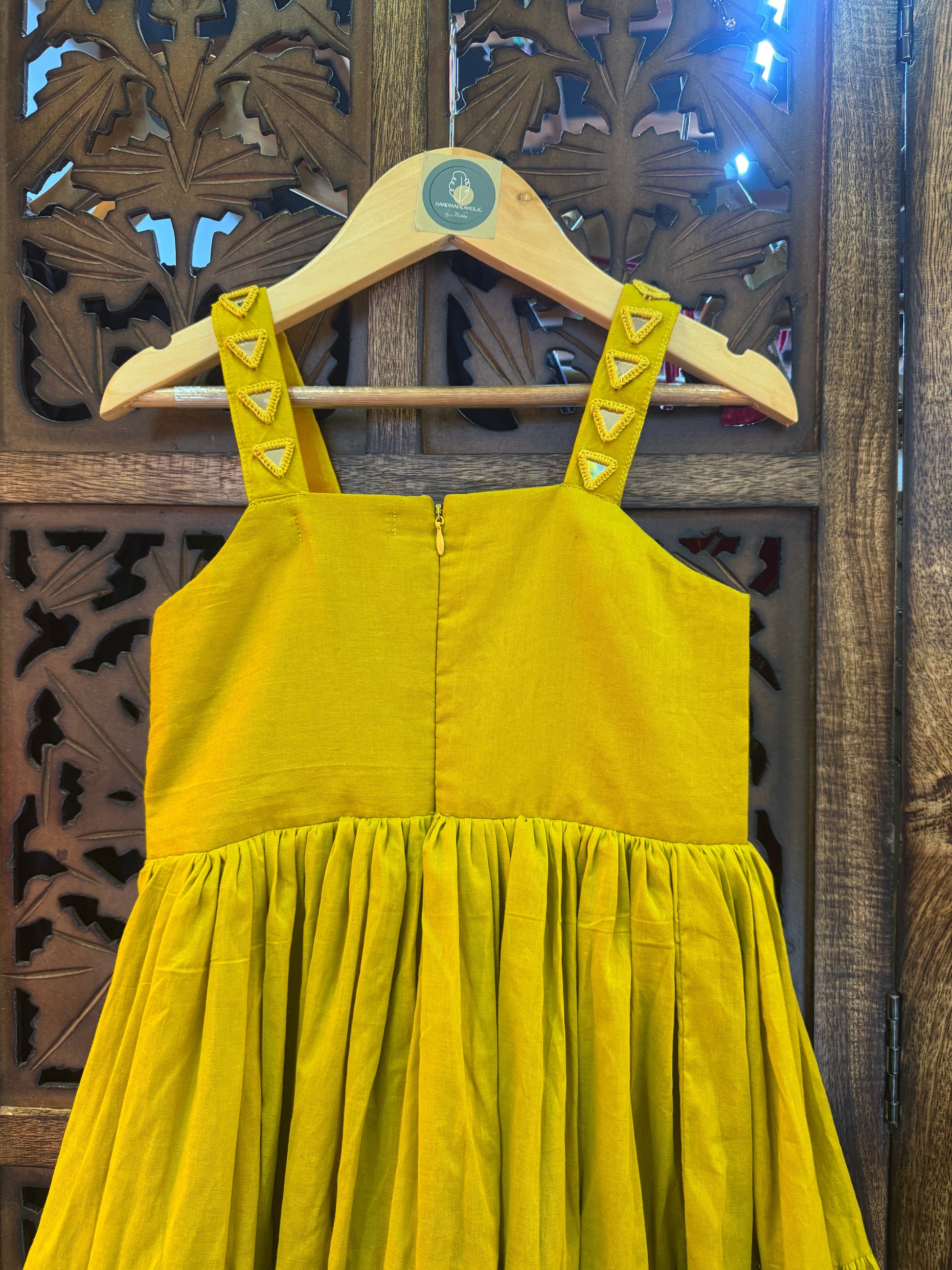 MIRROR MULMUL GOWN KIDS RAAS'25 HANDMADEAHOLIC BY MISHKA