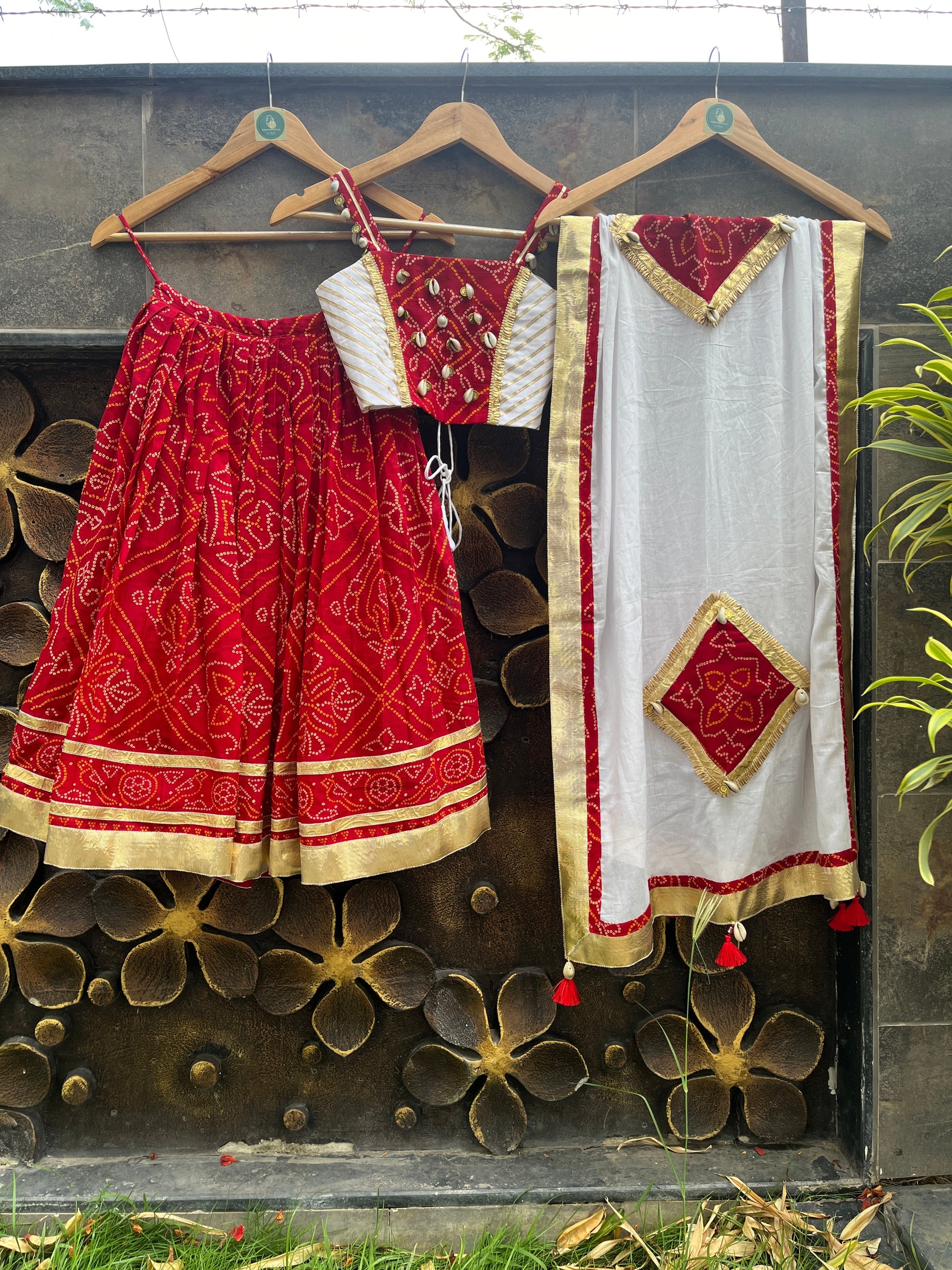 RED BANDHANI KIDS CHOLI HANDMADEAHOLIC BY MISHKA