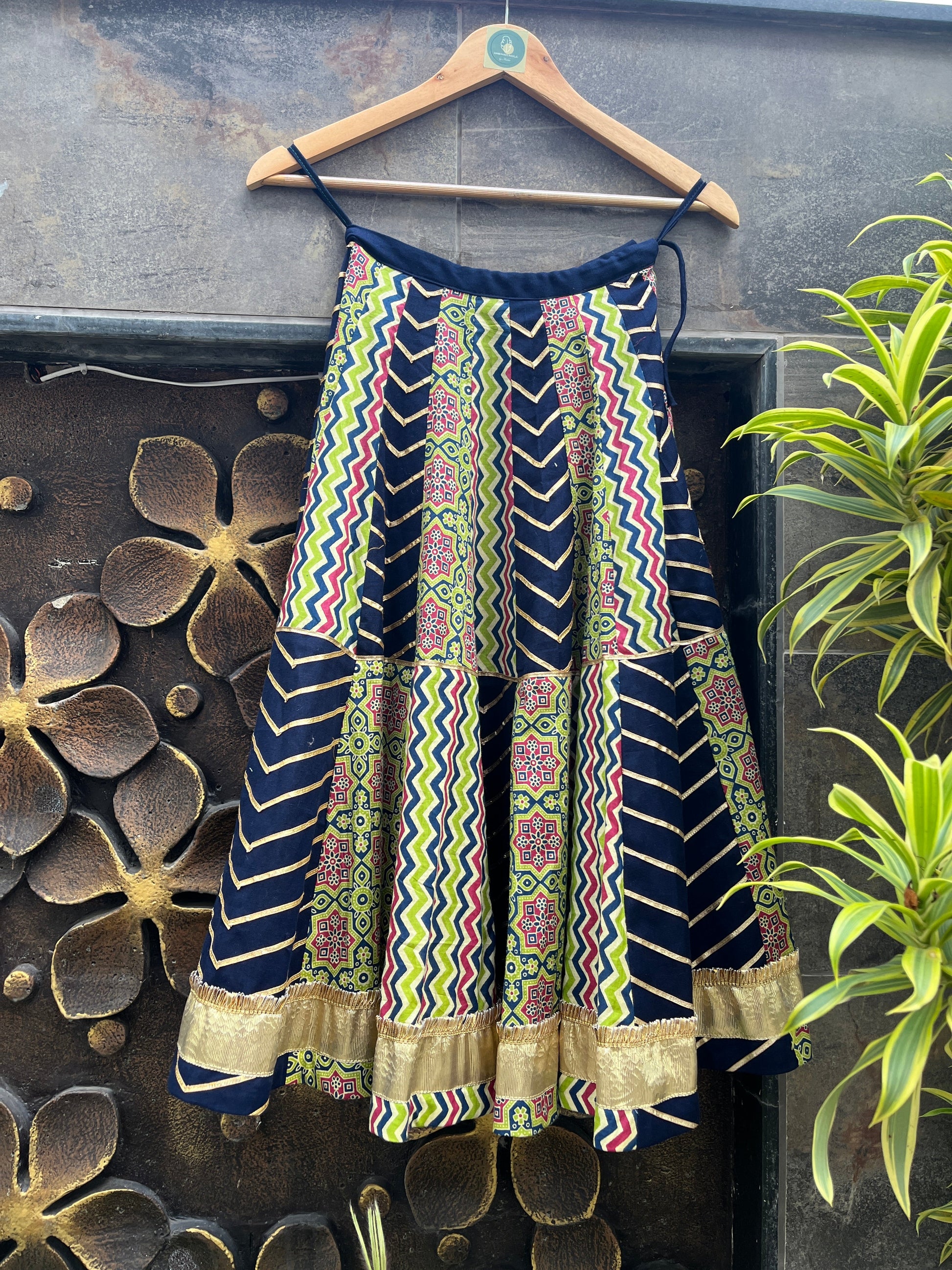BLUE AND GREEN LAHERIYA KIDS CHOLI HANDMADEAHOLIC BY MISHKA
