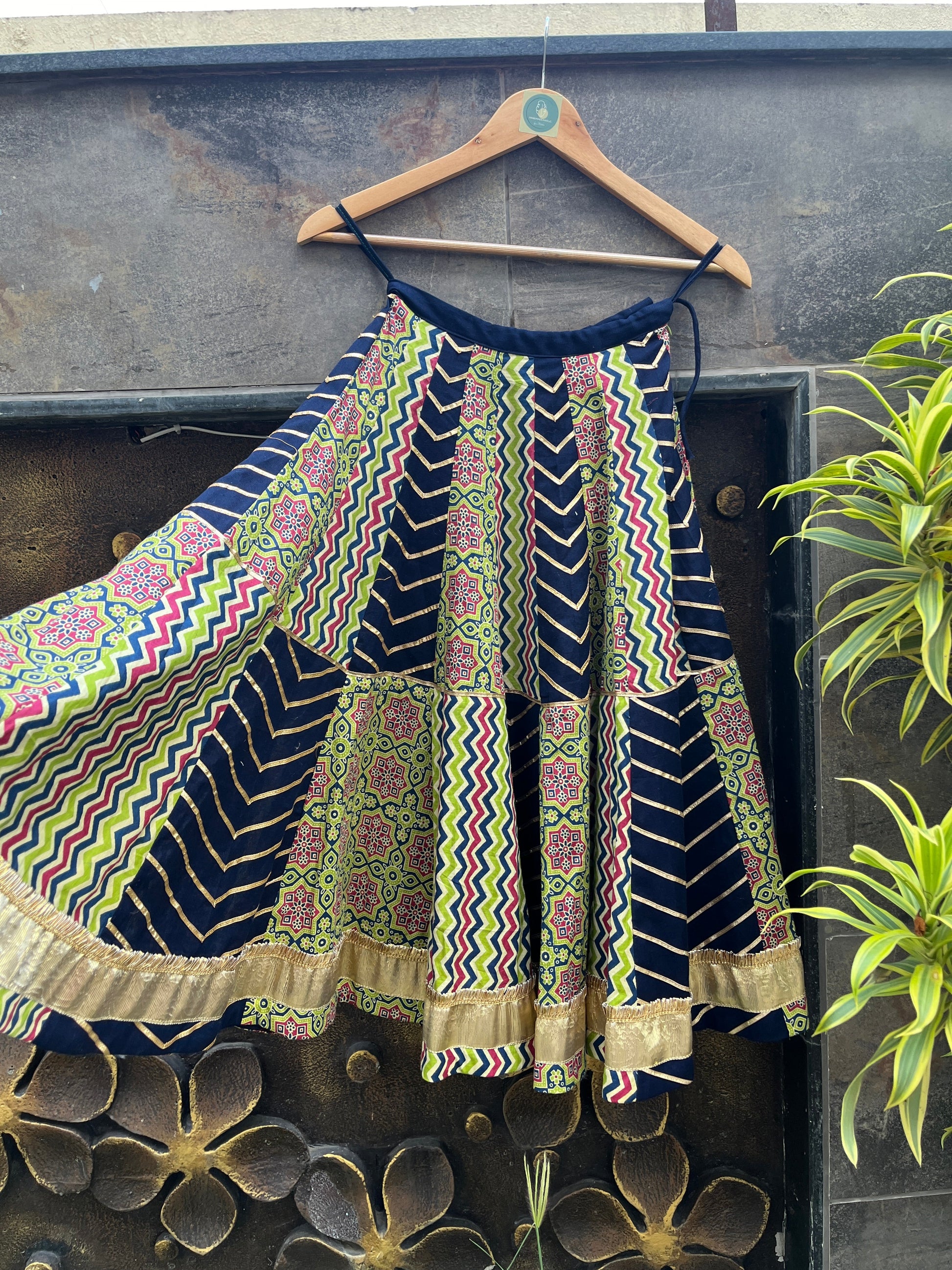 BLUE AND GREEN LAHERIYA KIDS CHOLI HANDMADEAHOLIC BY MISHKA
