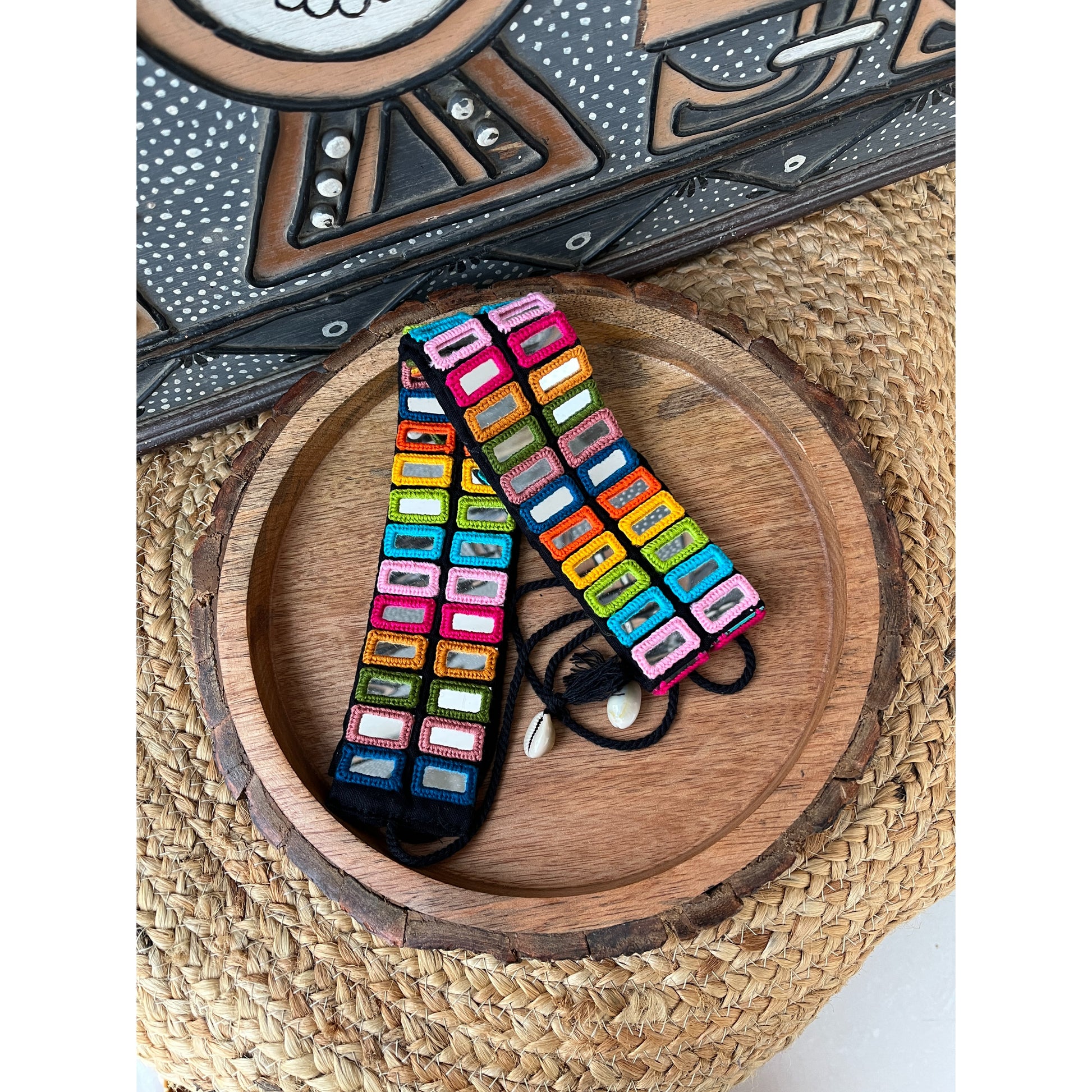 BLACK DOUBLE LAYER MULTI MIRROR BELT HANDMADEAHOLIC BY MISHKA