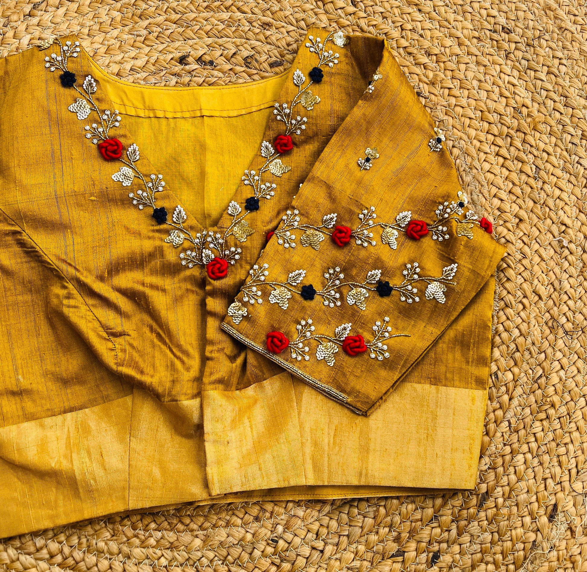 yellow silk blouse