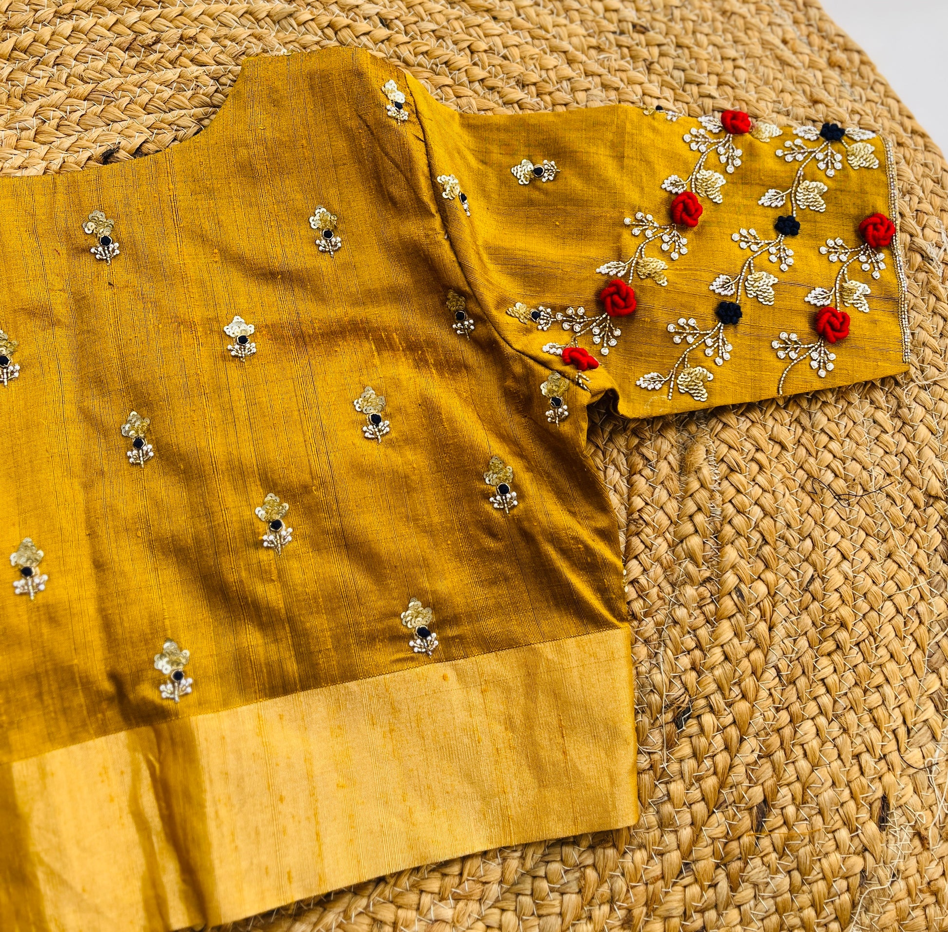 yellow silk blouse