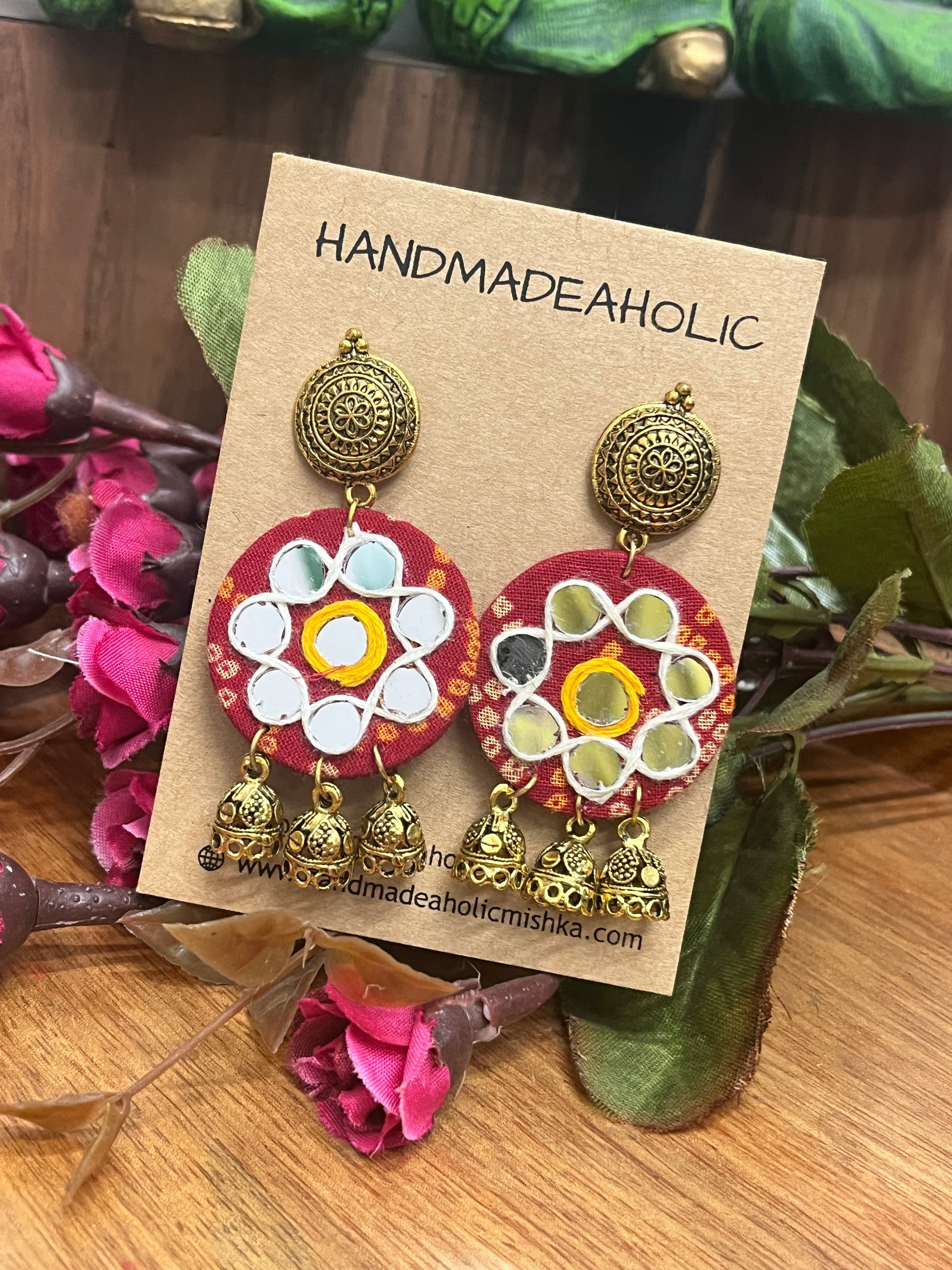 RED BANDHANI JUMKHA HANDMADEAHOLIC BY MISHKA