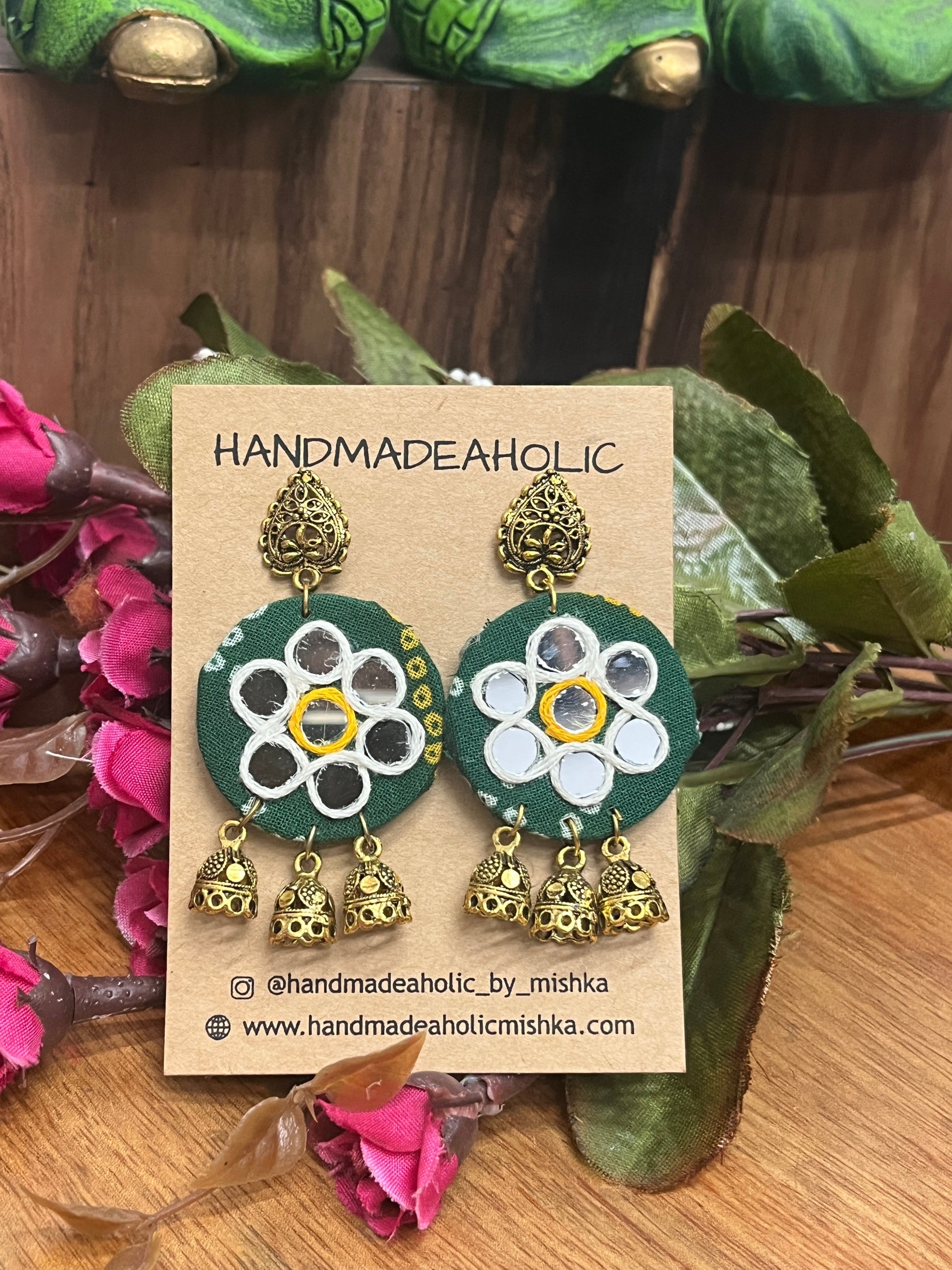 GREEN BANDHANI JUMKHA HANDMADEAHOLIC BY MISHKA
