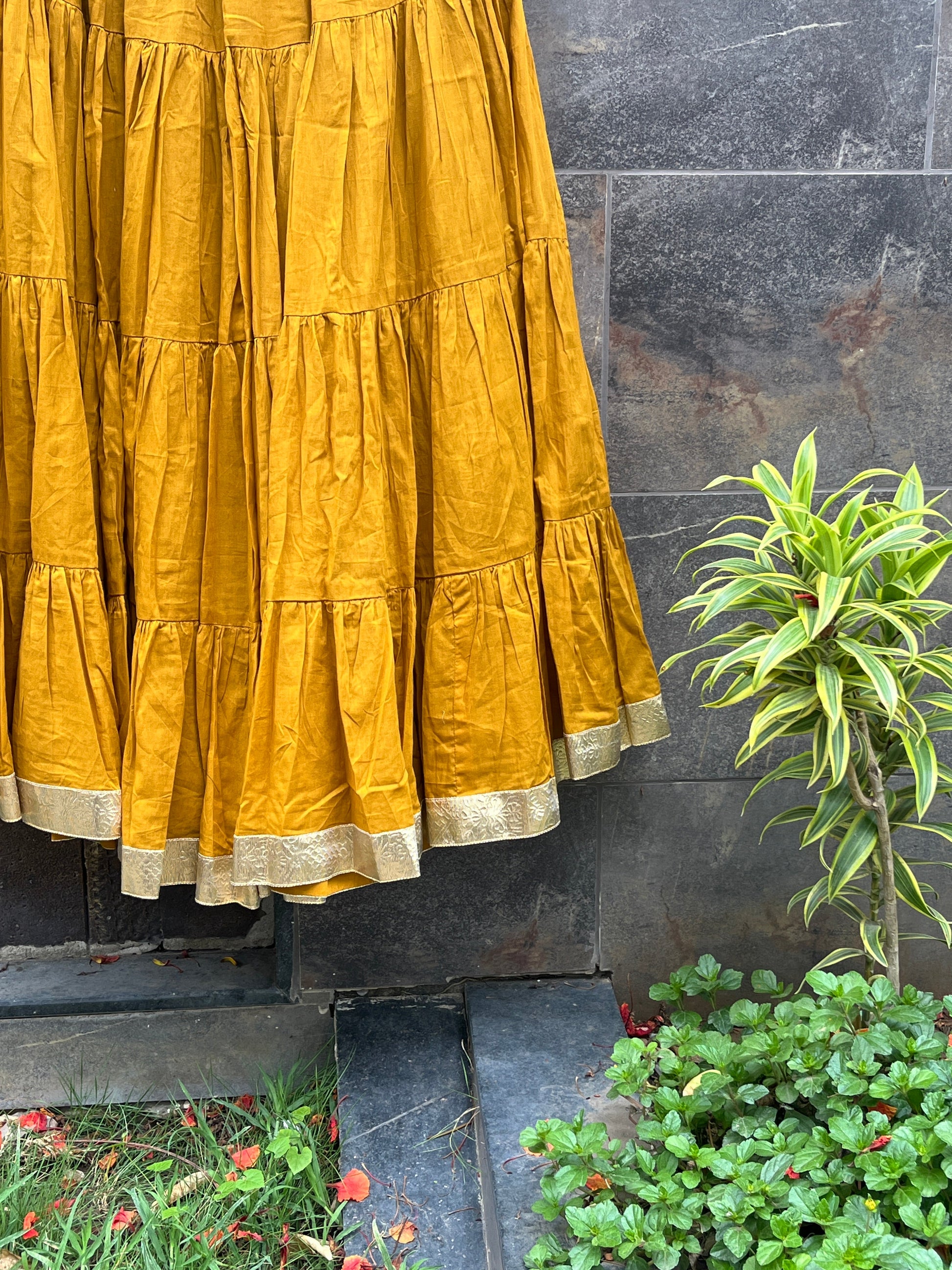 MULMUL COTTON MUSTERD SKIRT HANDMADEAHOLIC BY MISHKA