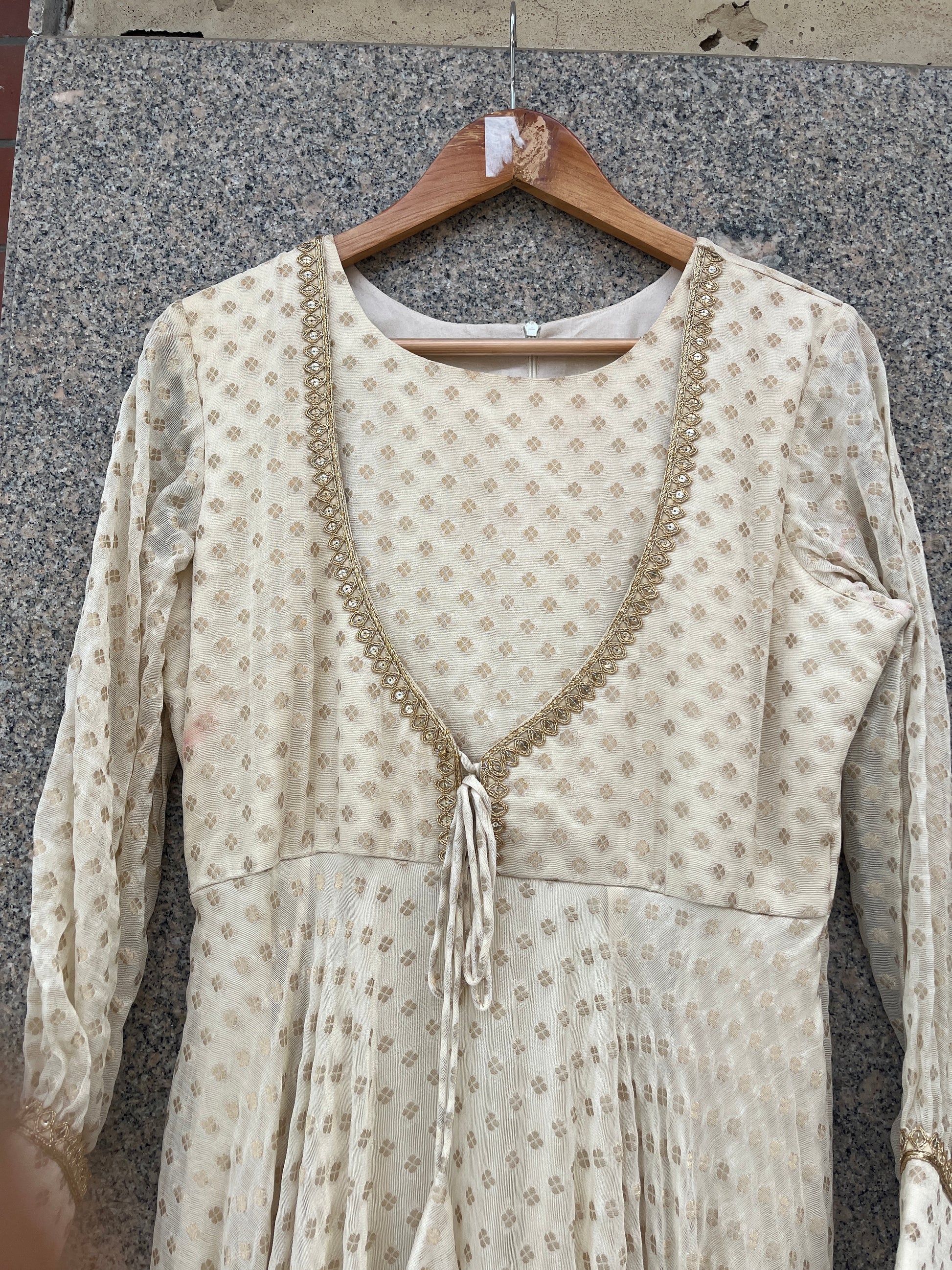 JUTE GEORGETTE OFF WHITE INDIAN WEDDING GOWN - handmadeaholicmishka
