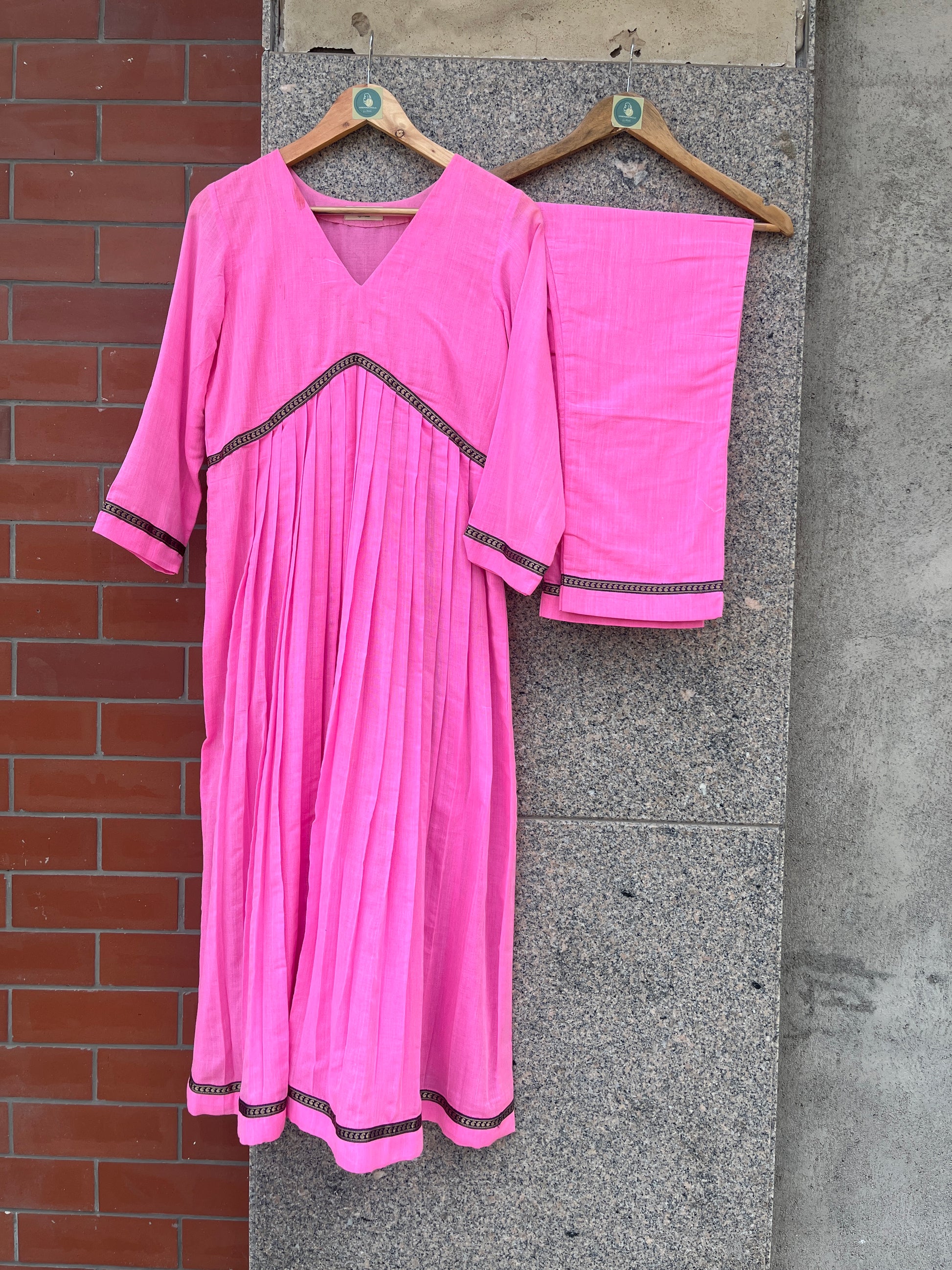 BABY PINK ANARKALI KURTA WITH PANT - handmadeaholicmishka