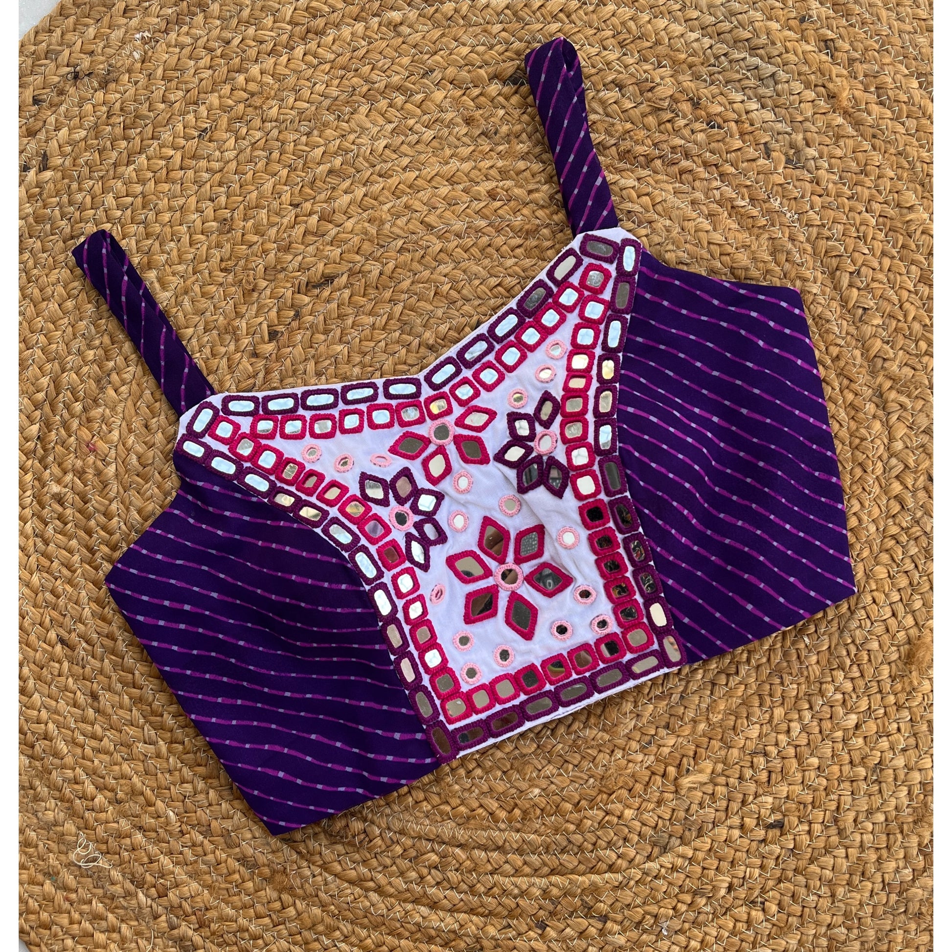 PURPLE LAHERIYA SPAGHETTI MIRROR BLOUSE HANDMADEAHOLIC BY MISHKA
