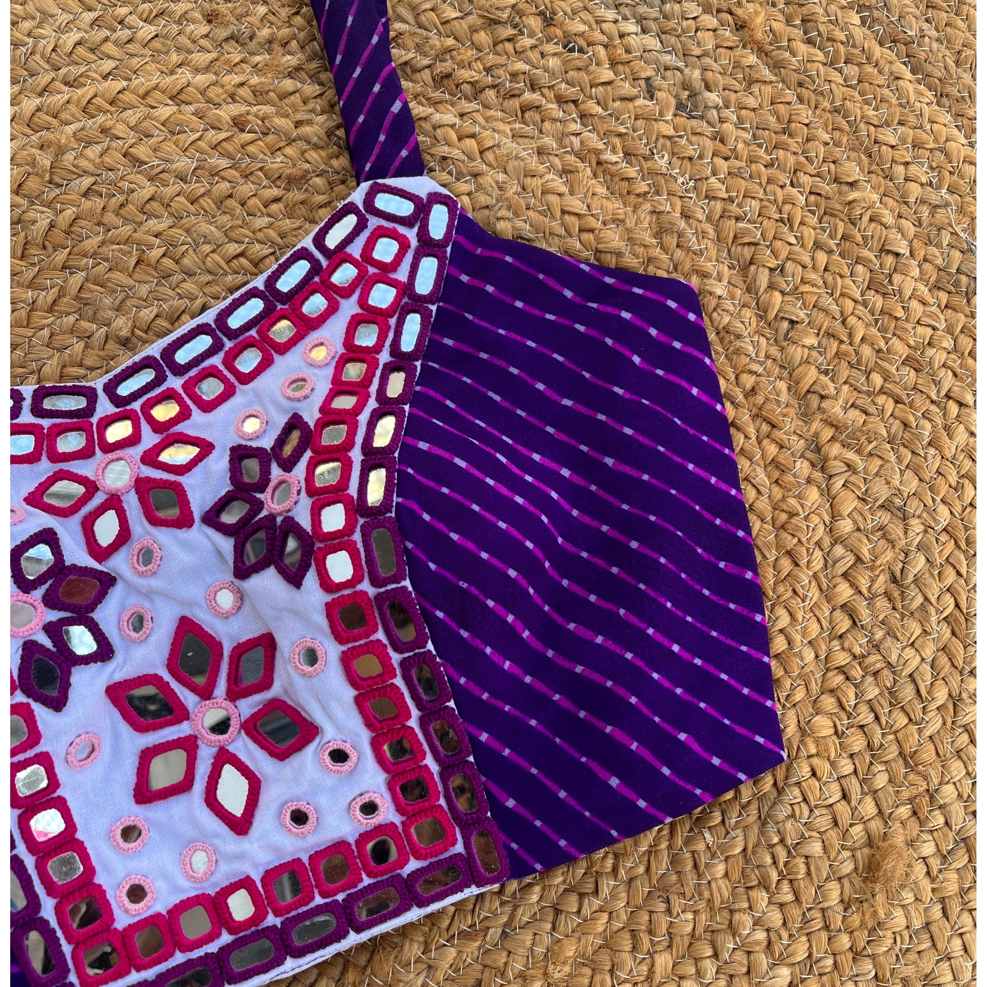 PURPLE LAHERIYA SPAGHETTI MIRROR BLOUSE HANDMADEAHOLIC BY MISHKA