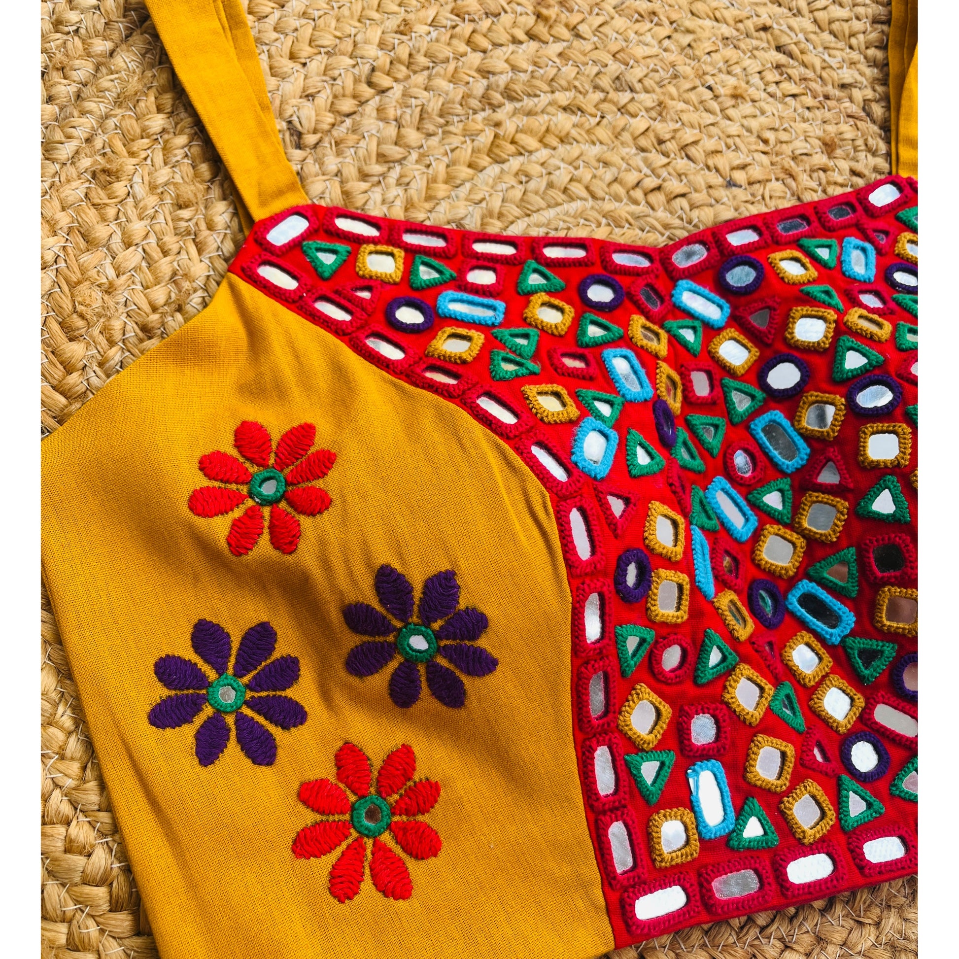 YELLOW RED MIRROR SPAGHETTI BLOUSE HANDMADEAHOLIC BY MISHKA