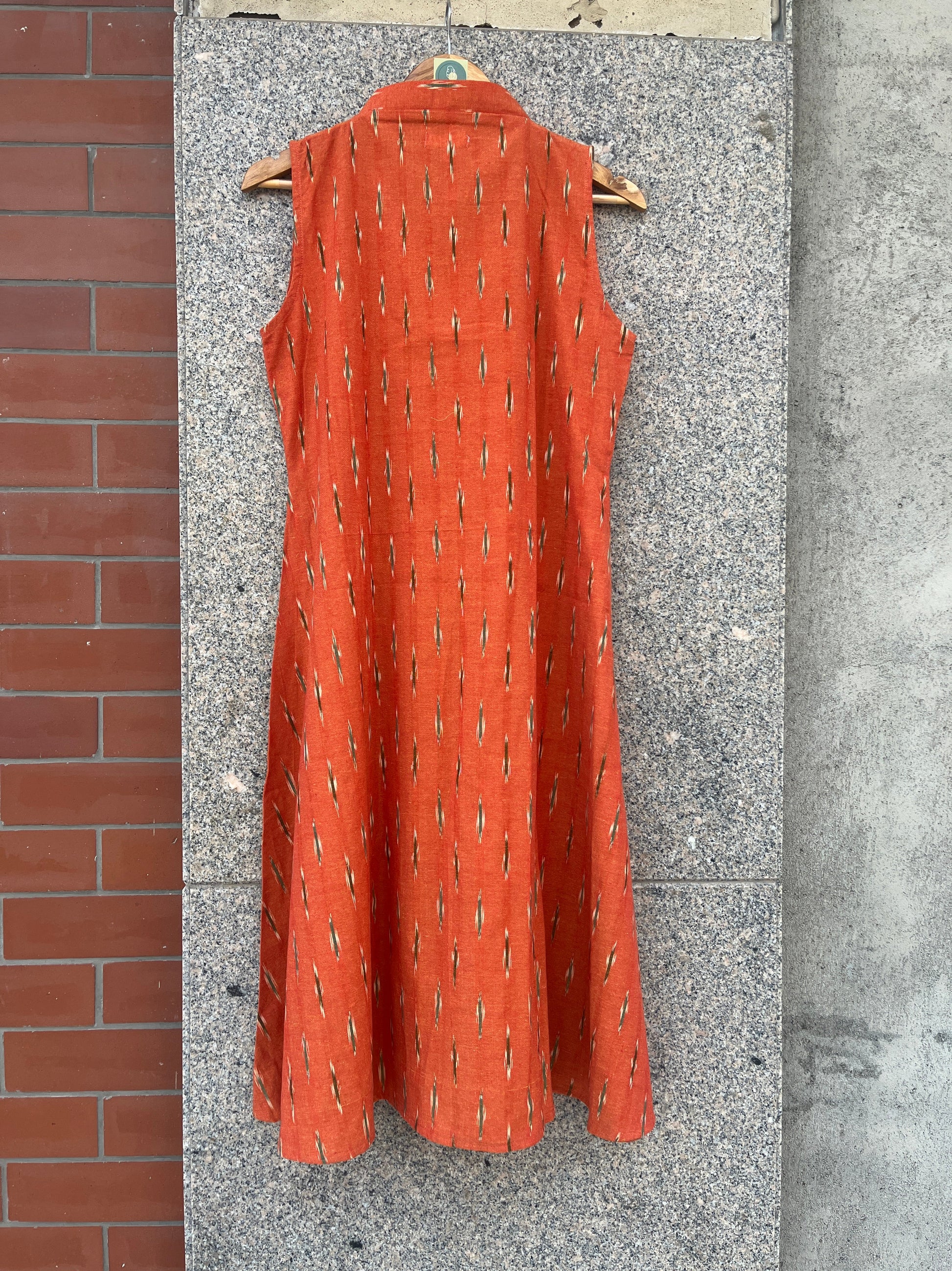ORANGE IKAT COTTON A-LINE DRESS HANDMADEAHOLIC BY MISHKA