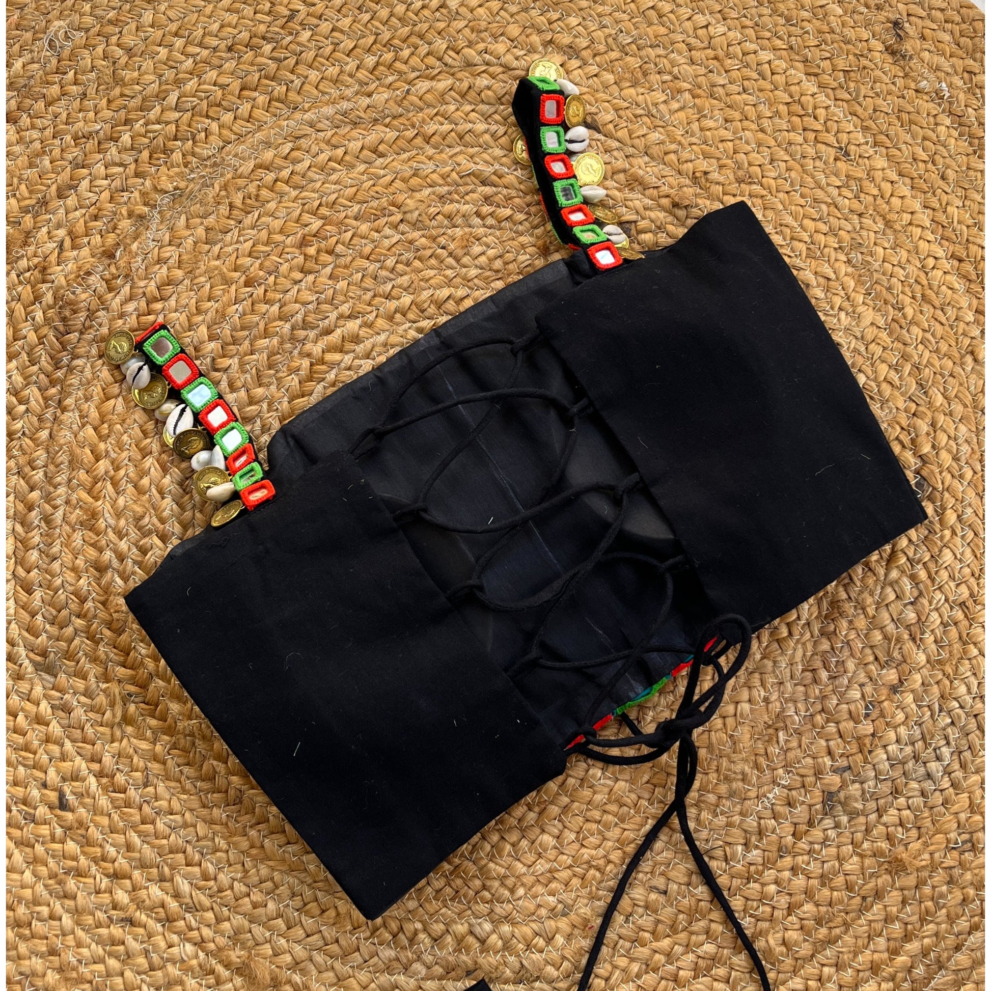 BLACK AFGHANI SPAGHETTI BLOUSE HANDMADEAHOLIC BY MISHKA