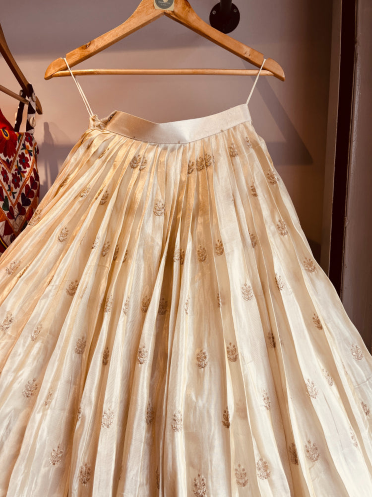 CREAM BANARASI PANNEL SKIRT HANDMADEAHOLIC BY MISHKA