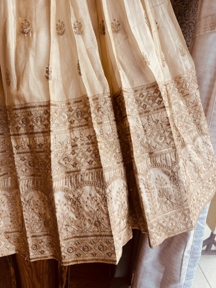 CREAM BANARASI PANNEL SKIRT HANDMADEAHOLIC BY MISHKA