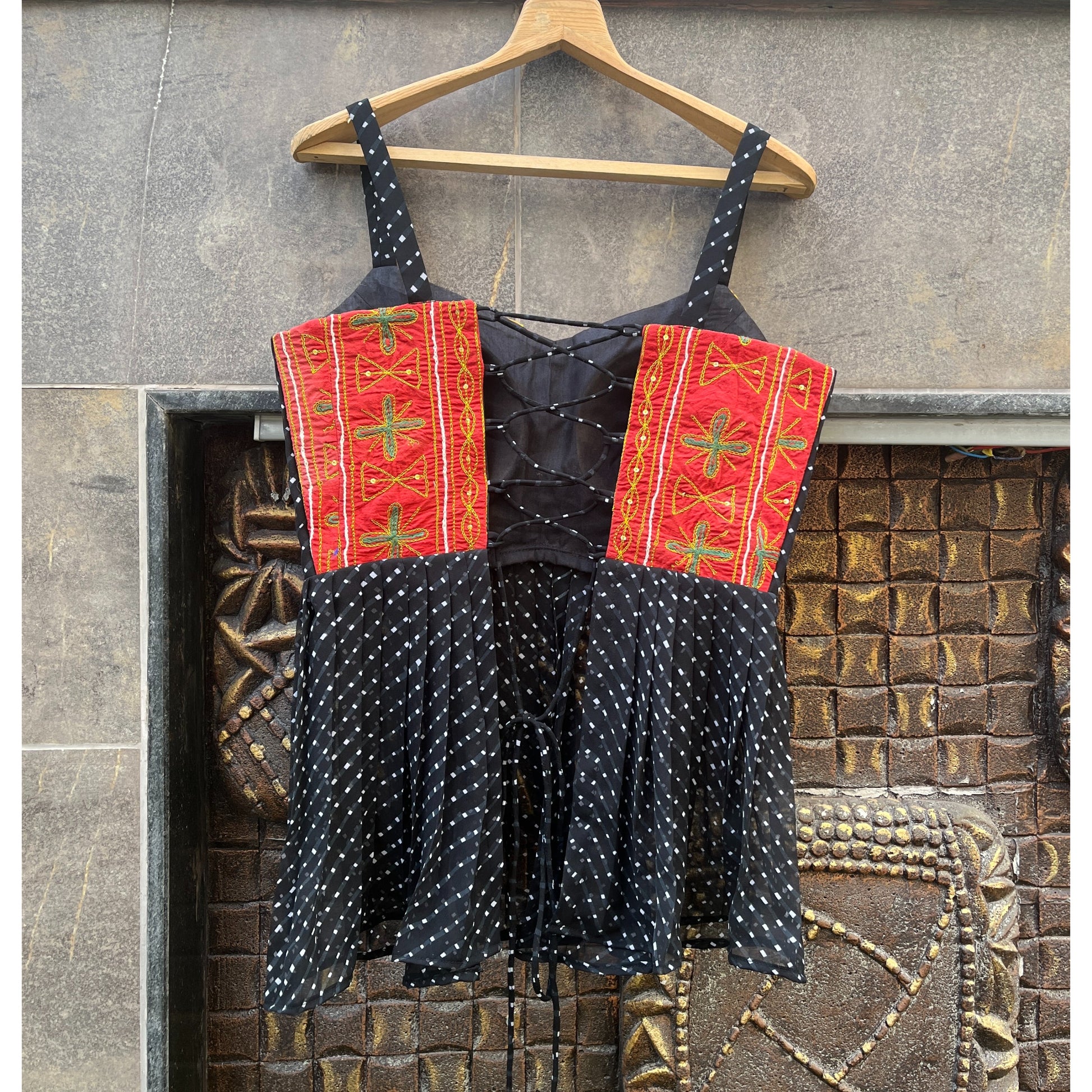 BLACK LAHERIYA VINTAGE LONG BLOUSE HANDMADEAHOLIC BY MISHKA